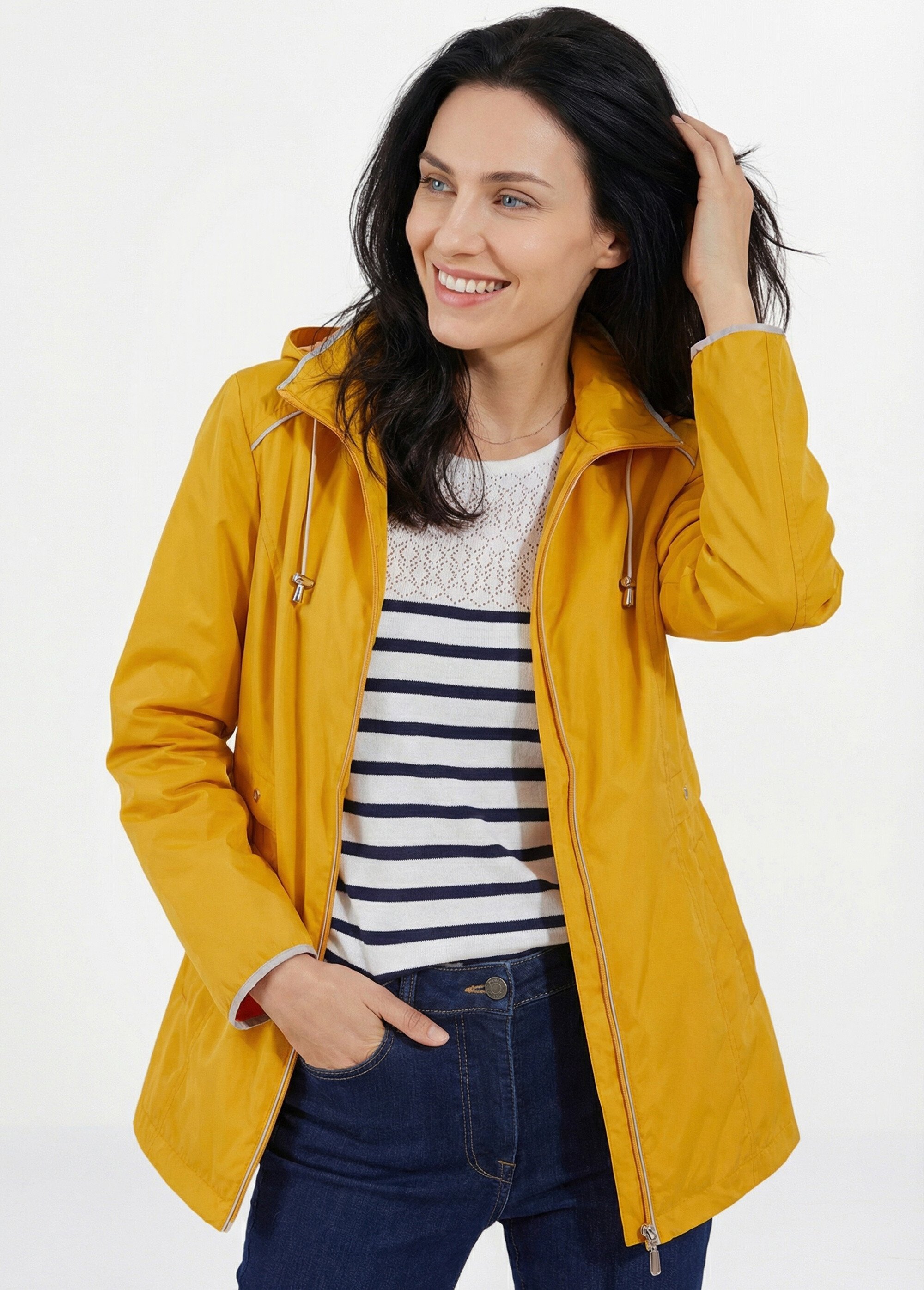 Parka courte zippée légère avec capuche Femme Jaune TORONTO MV1