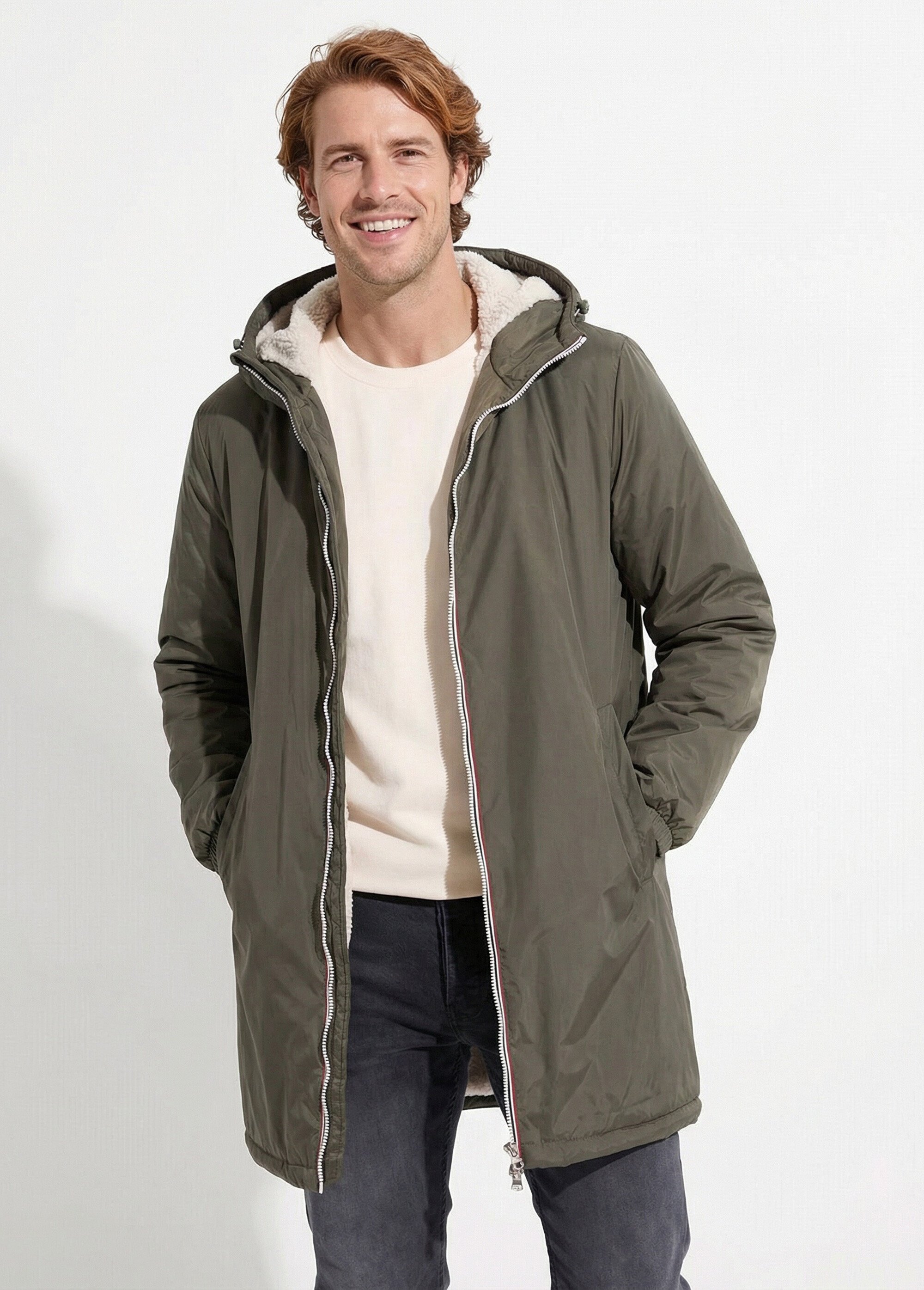Parka longue chaude fourrée déperlante Homme Vert LAU23059 FA1