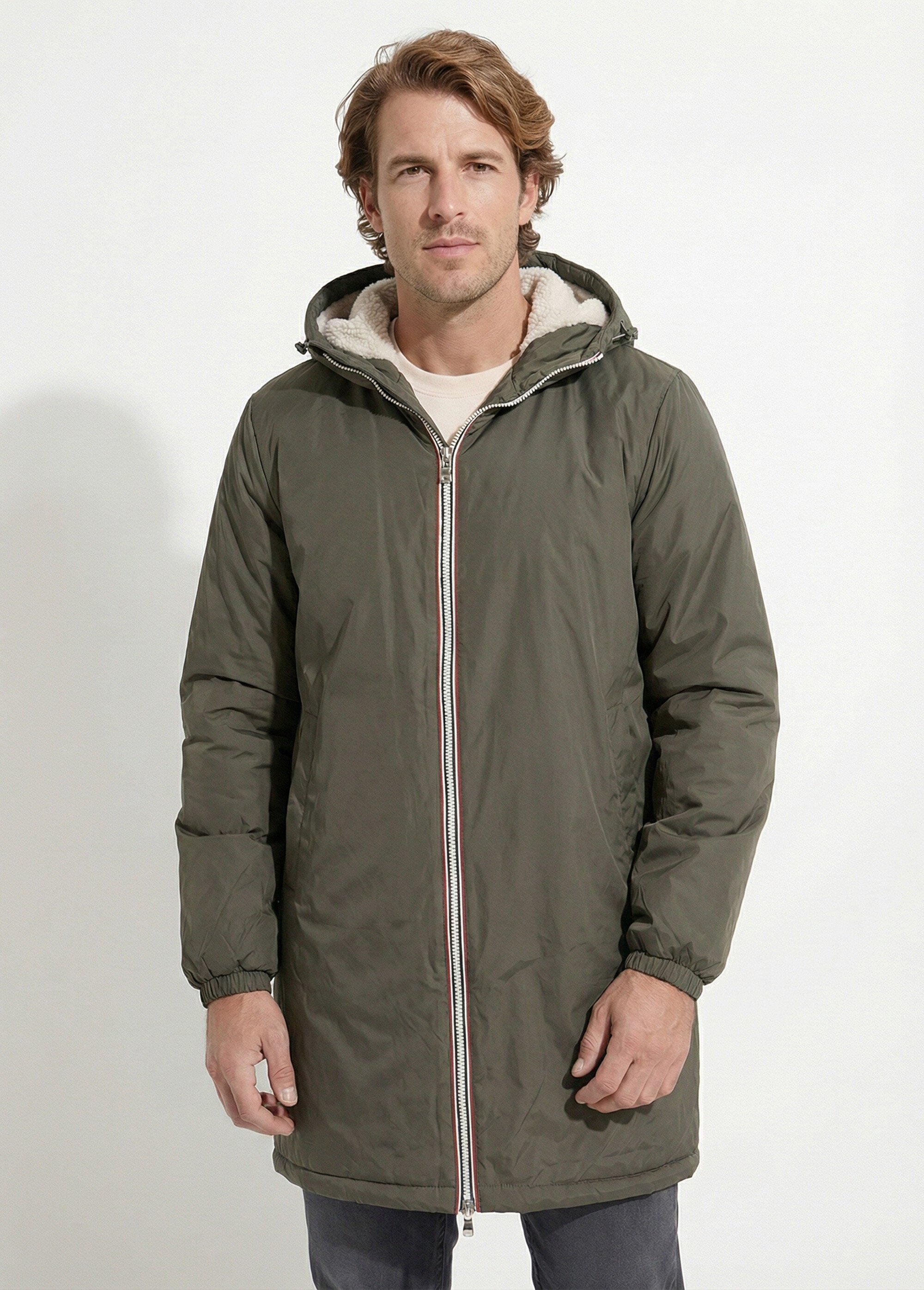 Parka longue chaude fourrée déperlante Homme Vert LAU23059 FA2