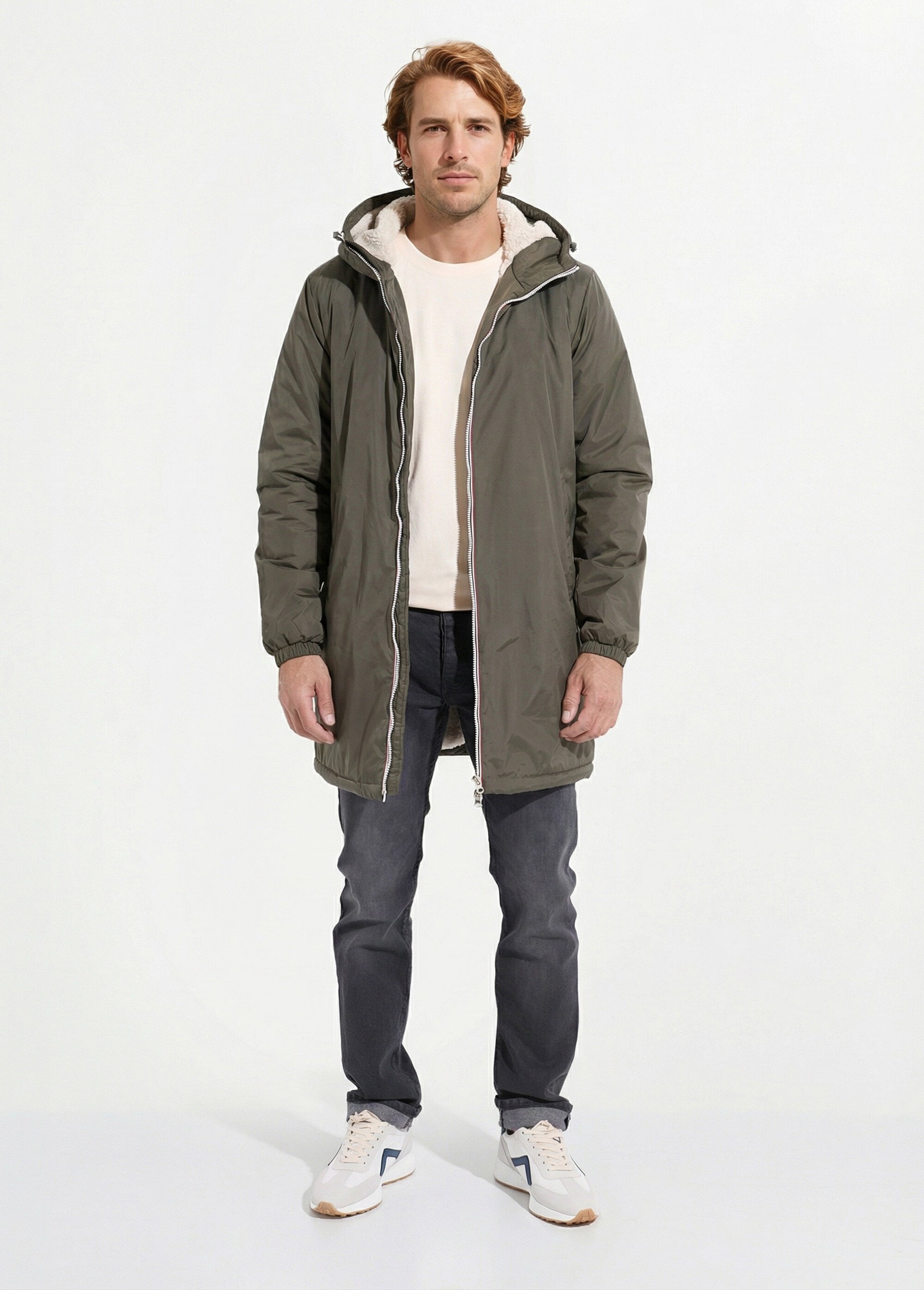 Parka longue chaude fourrée déperlante Homme Vert LAU23059 SI1