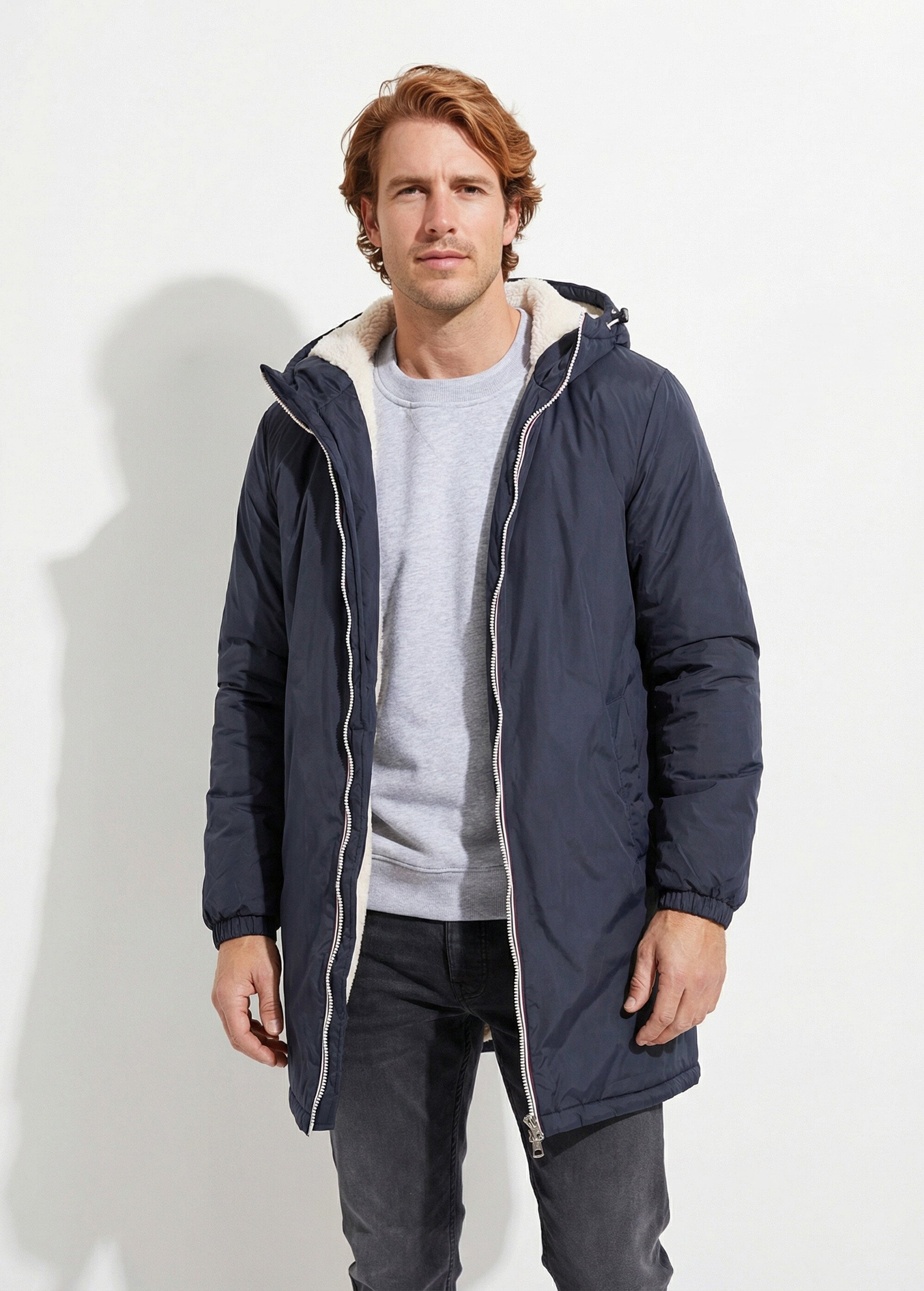 Parka longue chaude fourrée déperlante Homme Bleu LAU23059 FA1