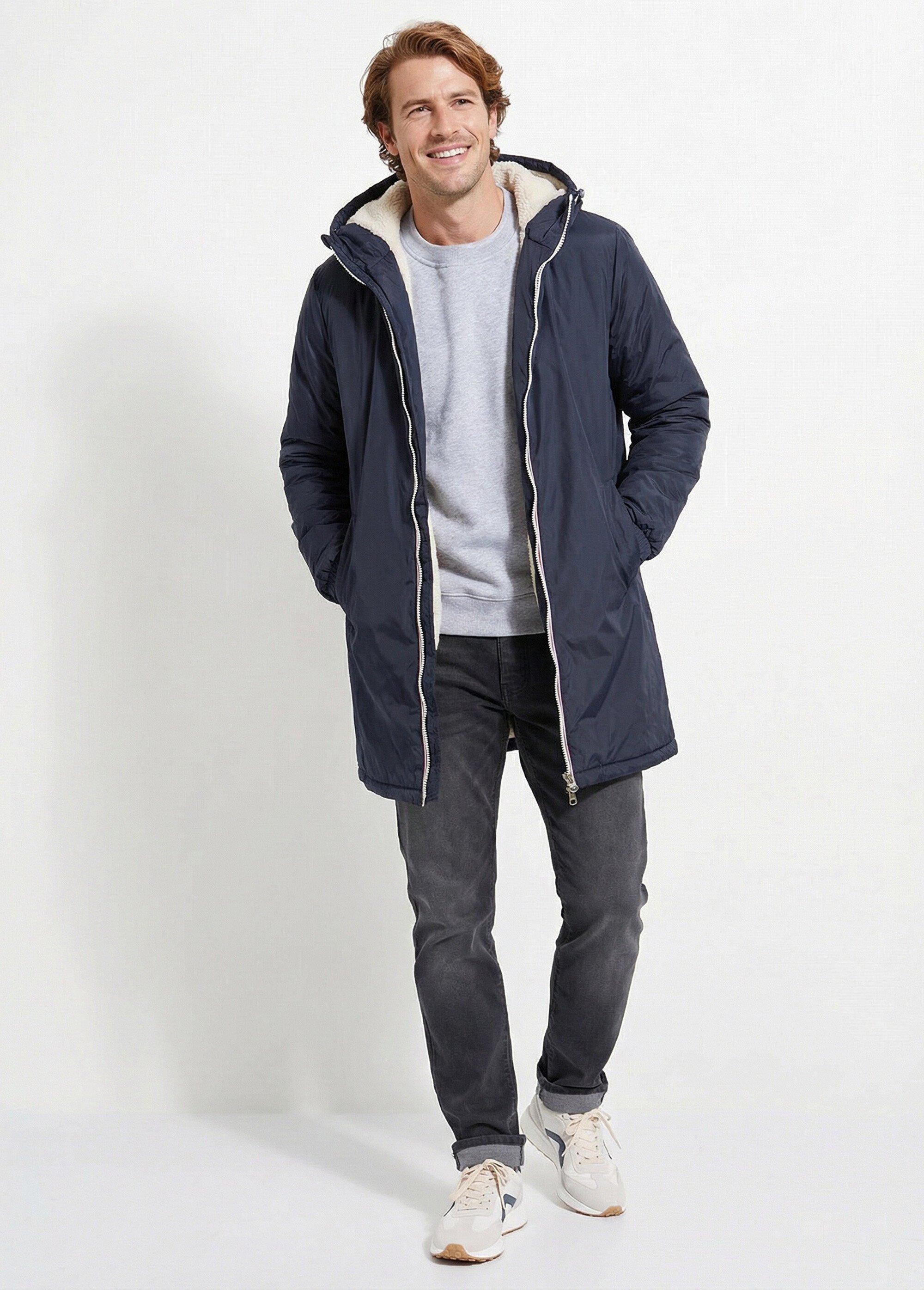 Parka longue chaude fourrée déperlante Homme Bleu LAU23059 SI1