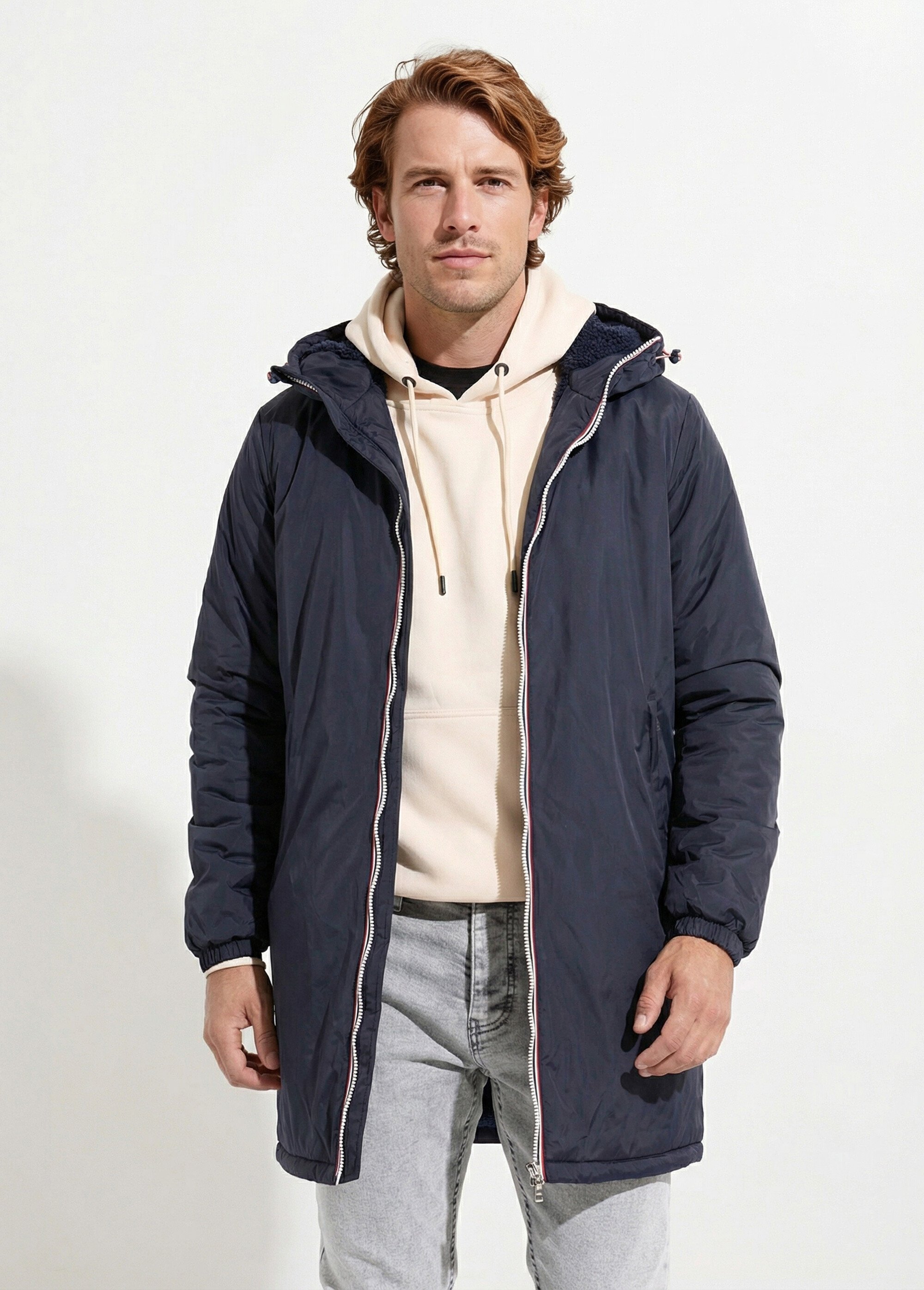 Parka longue chaude fourrée déperlante Homme Bleu LAU23059 FA1