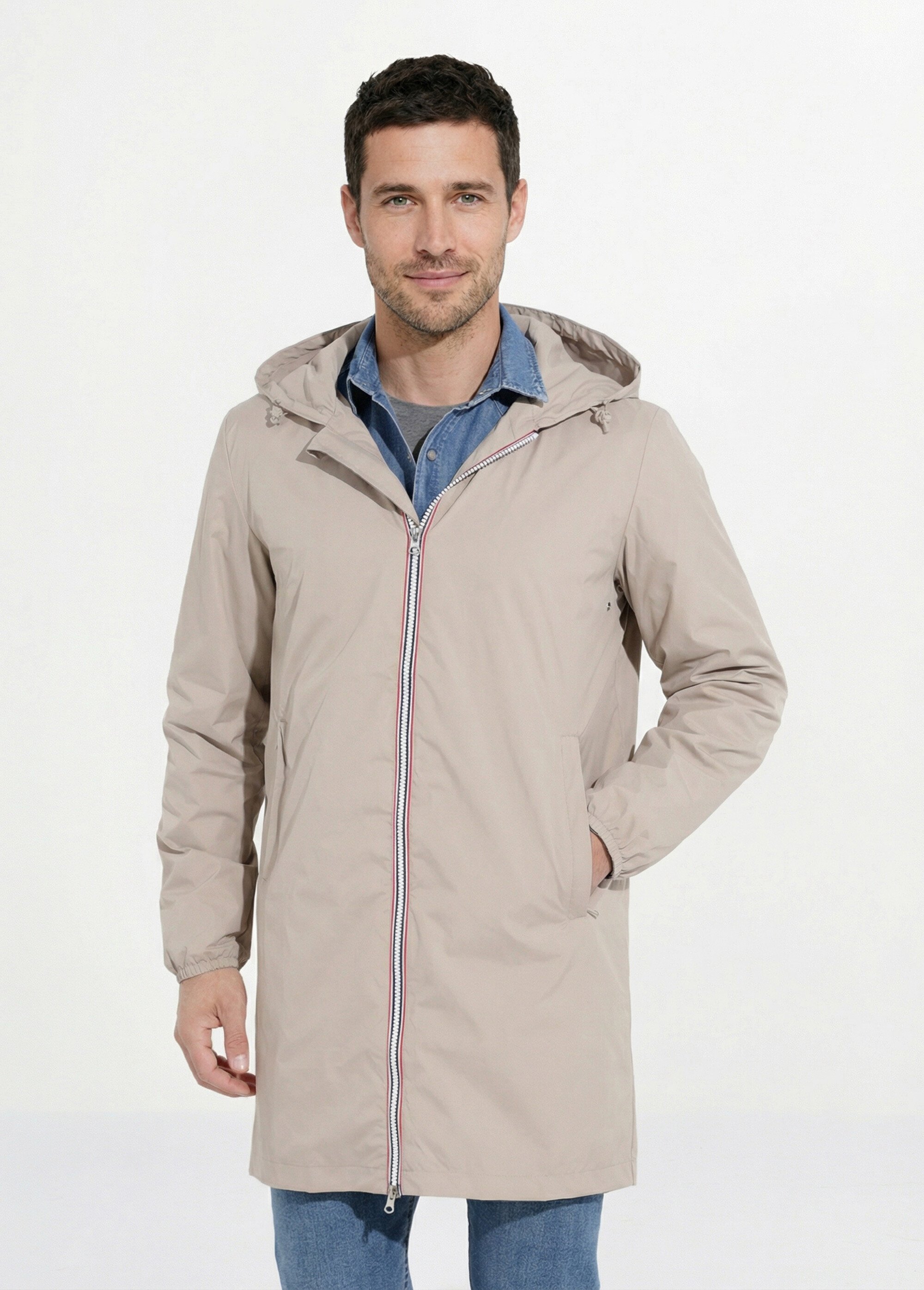 Parka longue déperlante tendance Homme Beige LAU6056 FA1