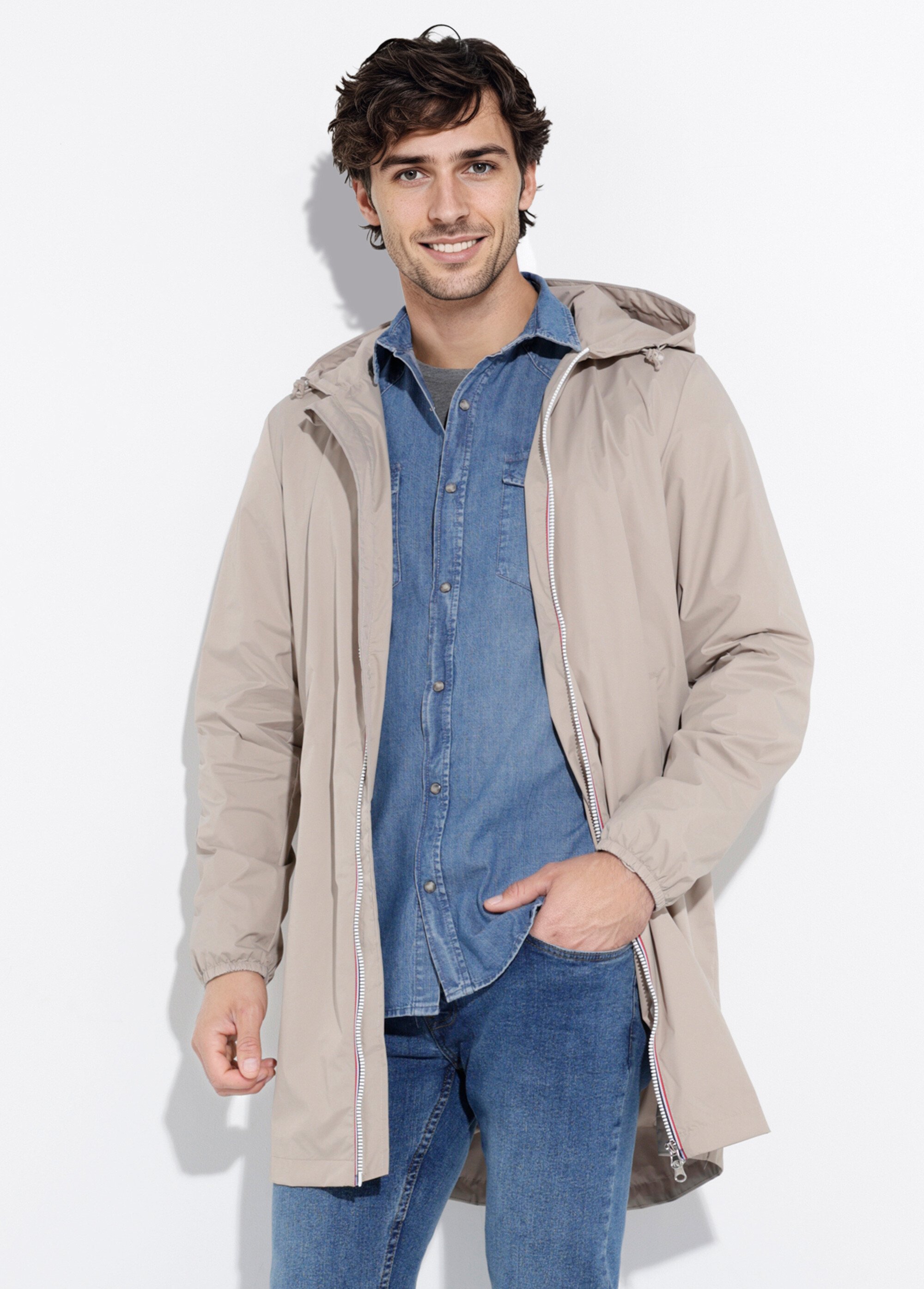 Parka longue déperlante tendance Homme Beige LAU6056 MV1