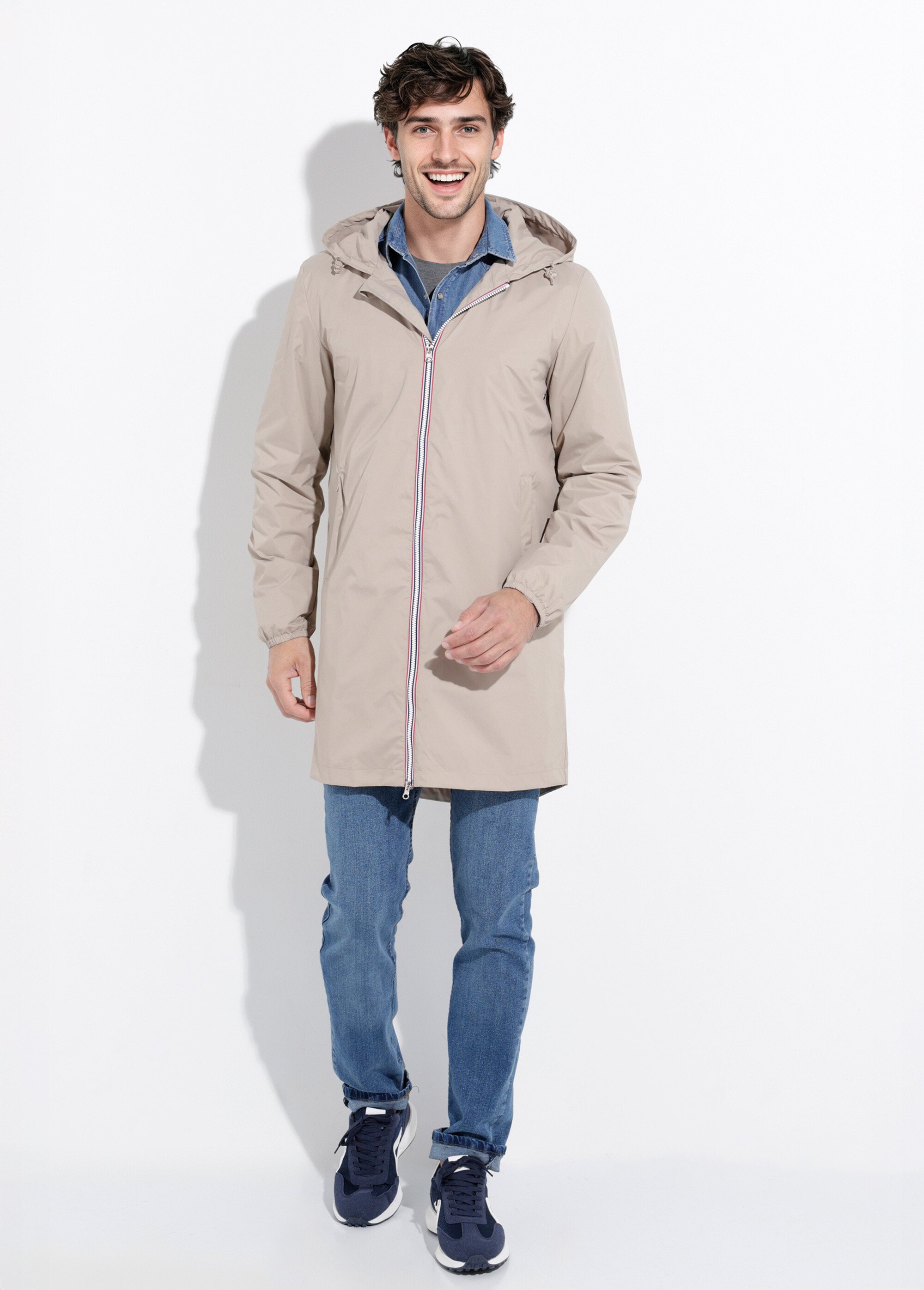 Parka longue déperlante tendance Homme Beige LAU6056 SF1
