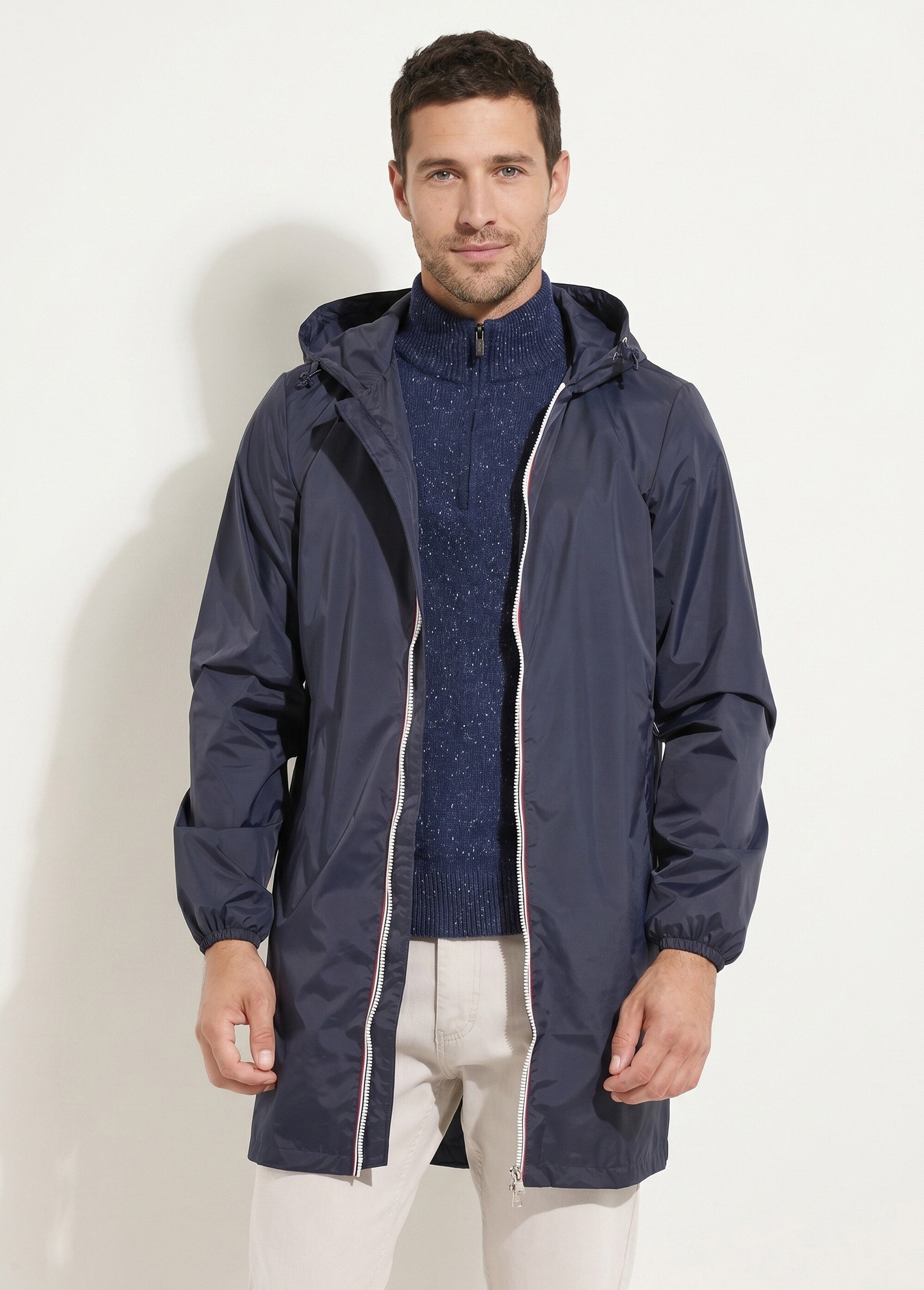 Parka longue déperlante tendance Homme Bleu LAU6056 FA1