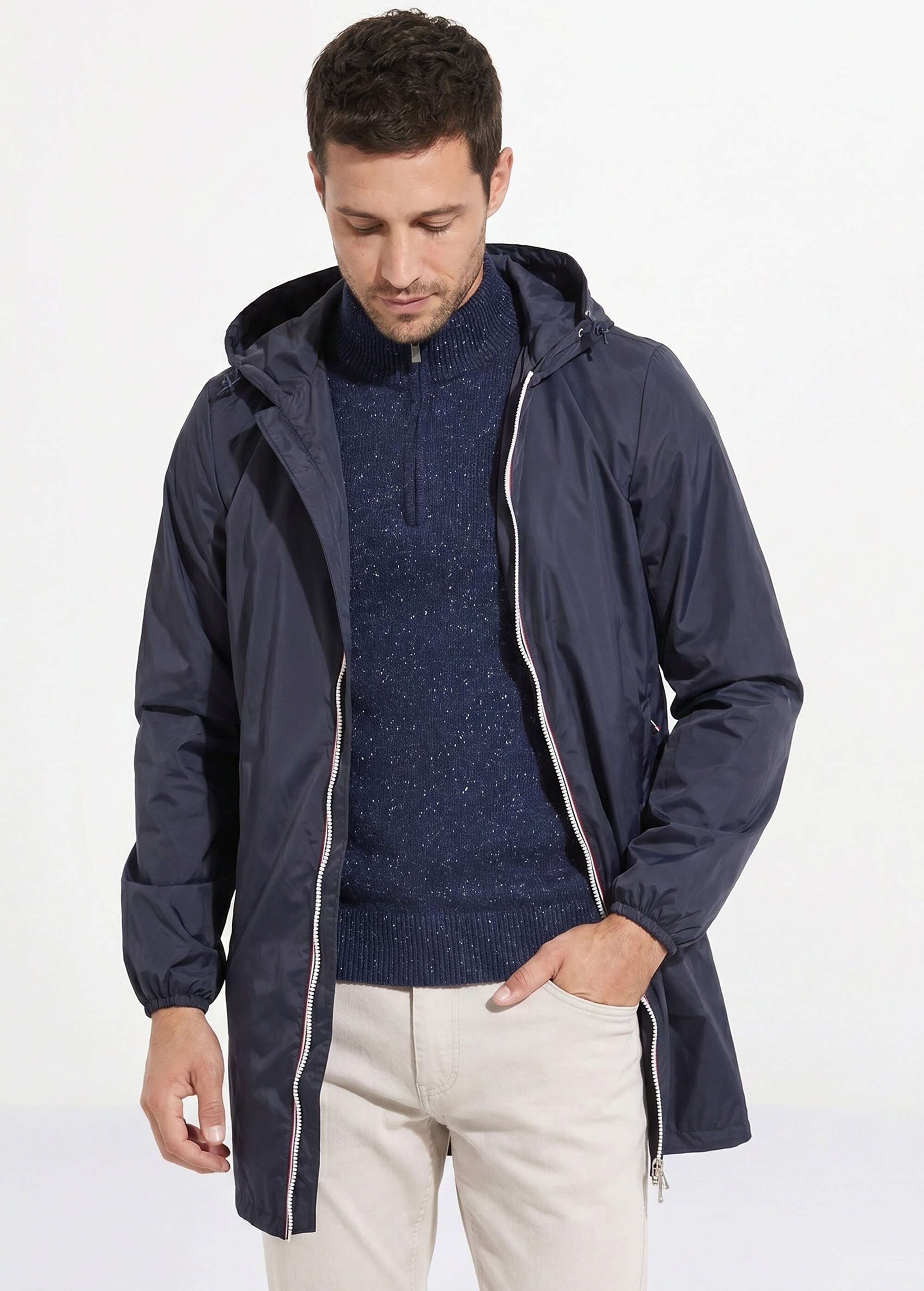Parka longue déperlante tendance Homme Bleu LAU6056 MV1