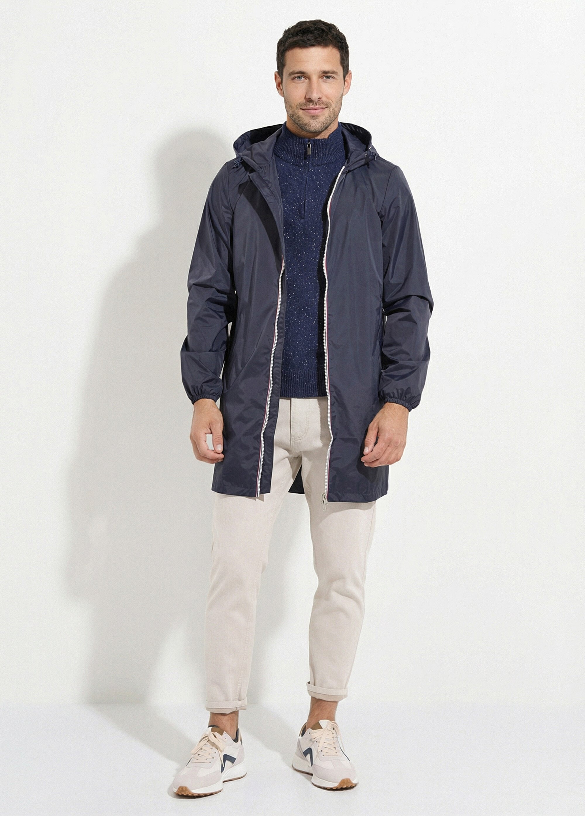 Parka longue déperlante tendance Homme Bleu LAU6056 SI1