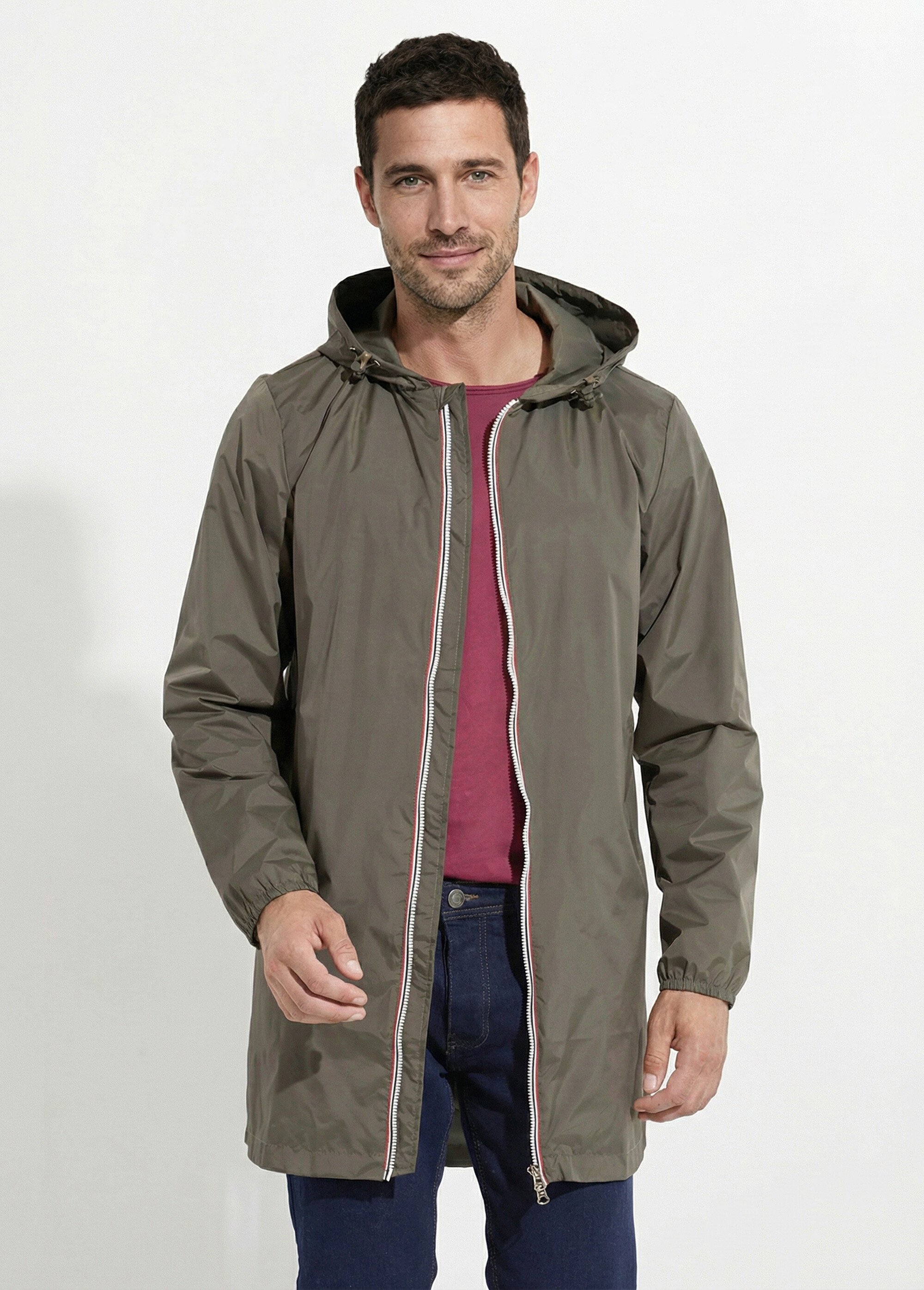 Parka longue déperlante tendance Homme Vert LAU6056 FA1