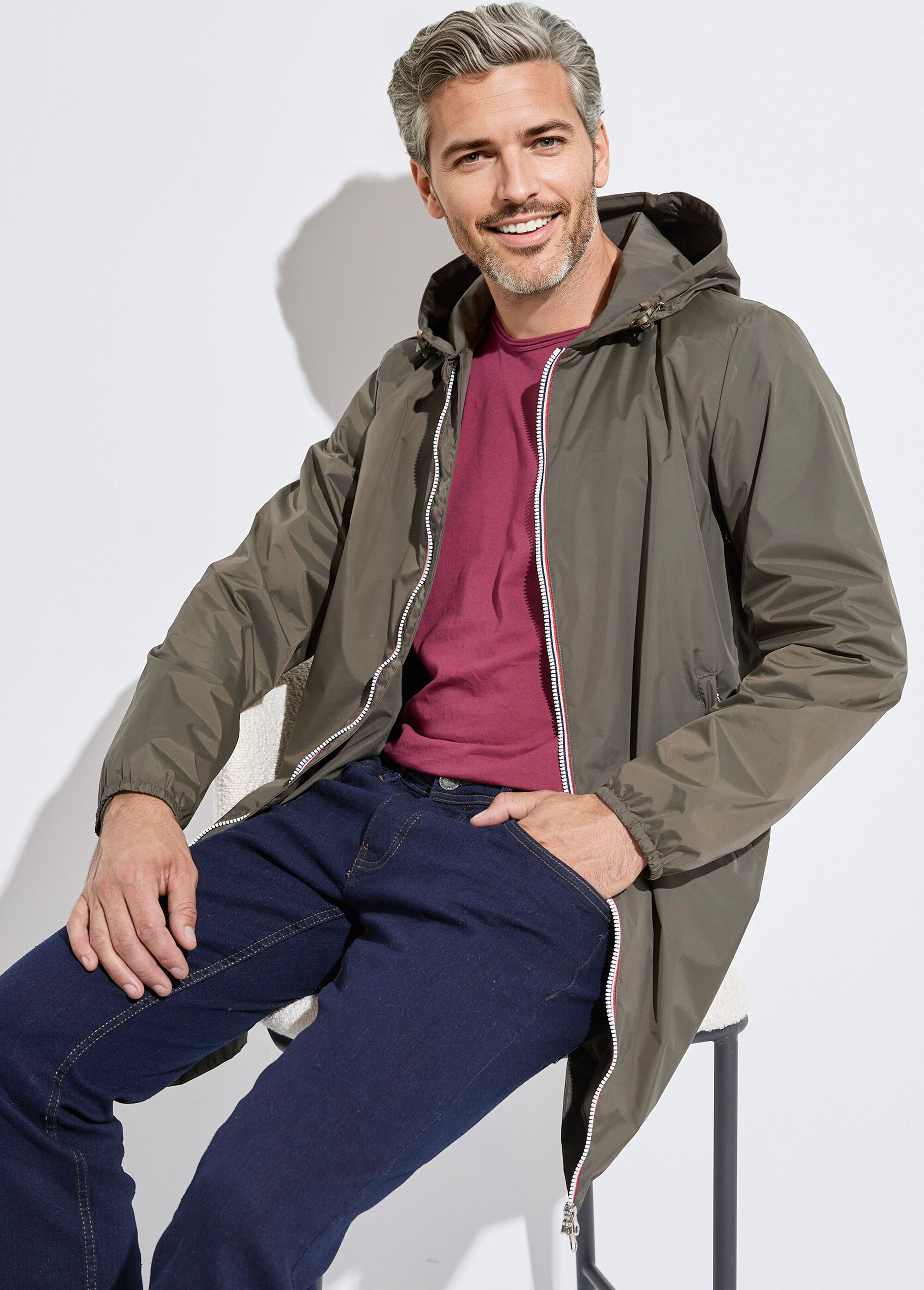 Parka longue déperlante tendance Homme Vert LAU6056 MV1