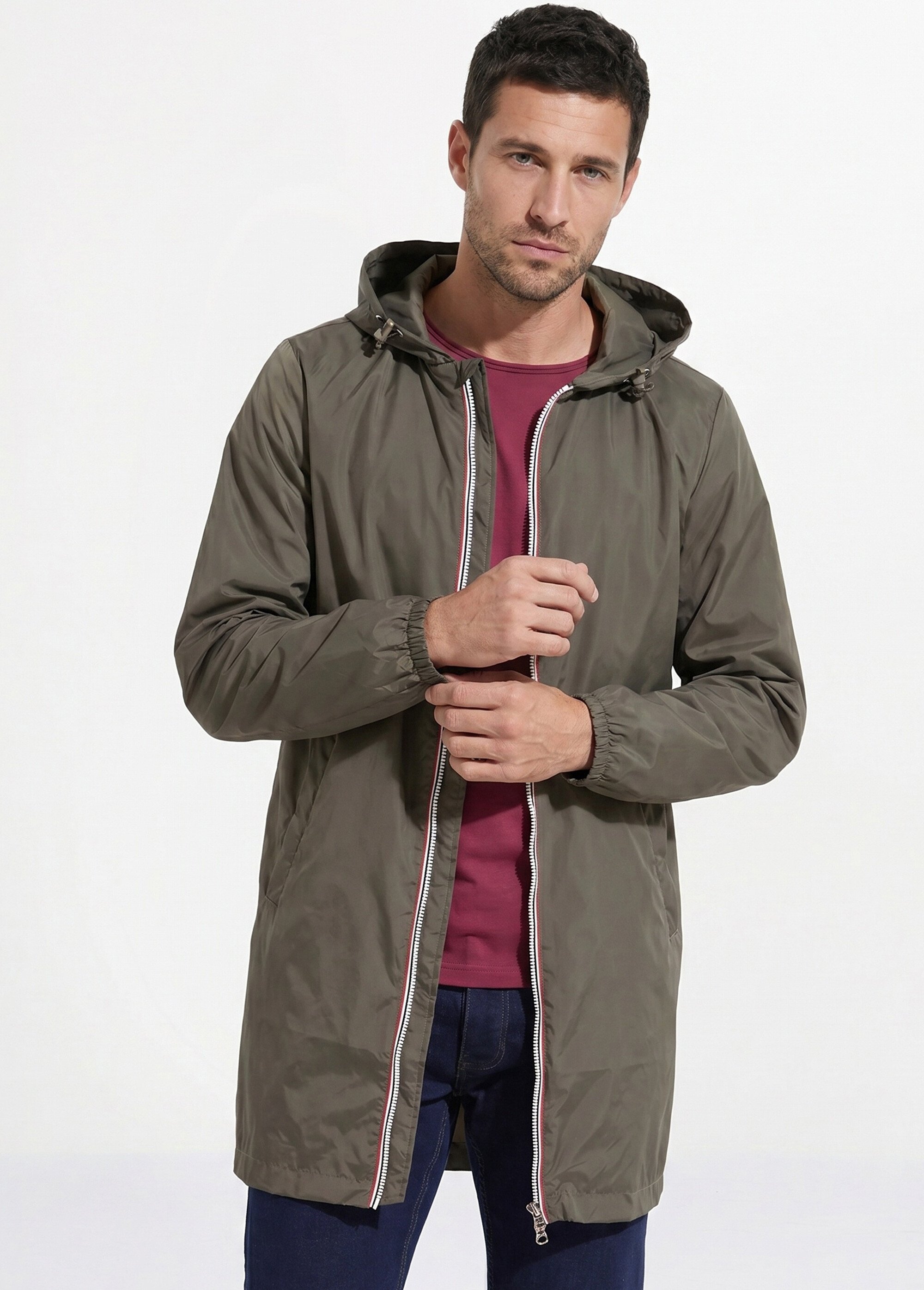 Parka longue déperlante tendance Homme Vert LAU6056 MV1
