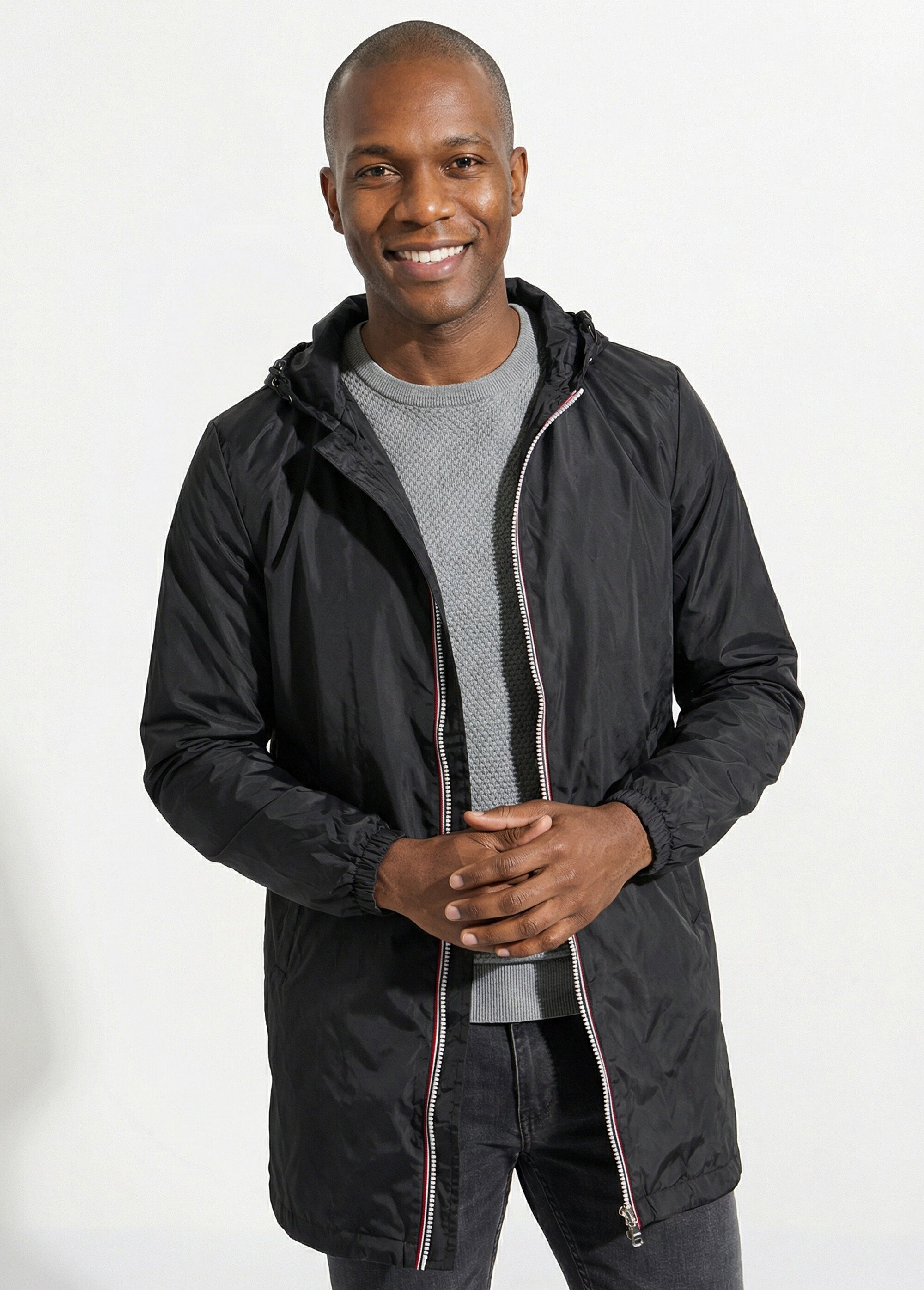 Parka longue déperlante tendance Homme Noir LAU6056 MV1