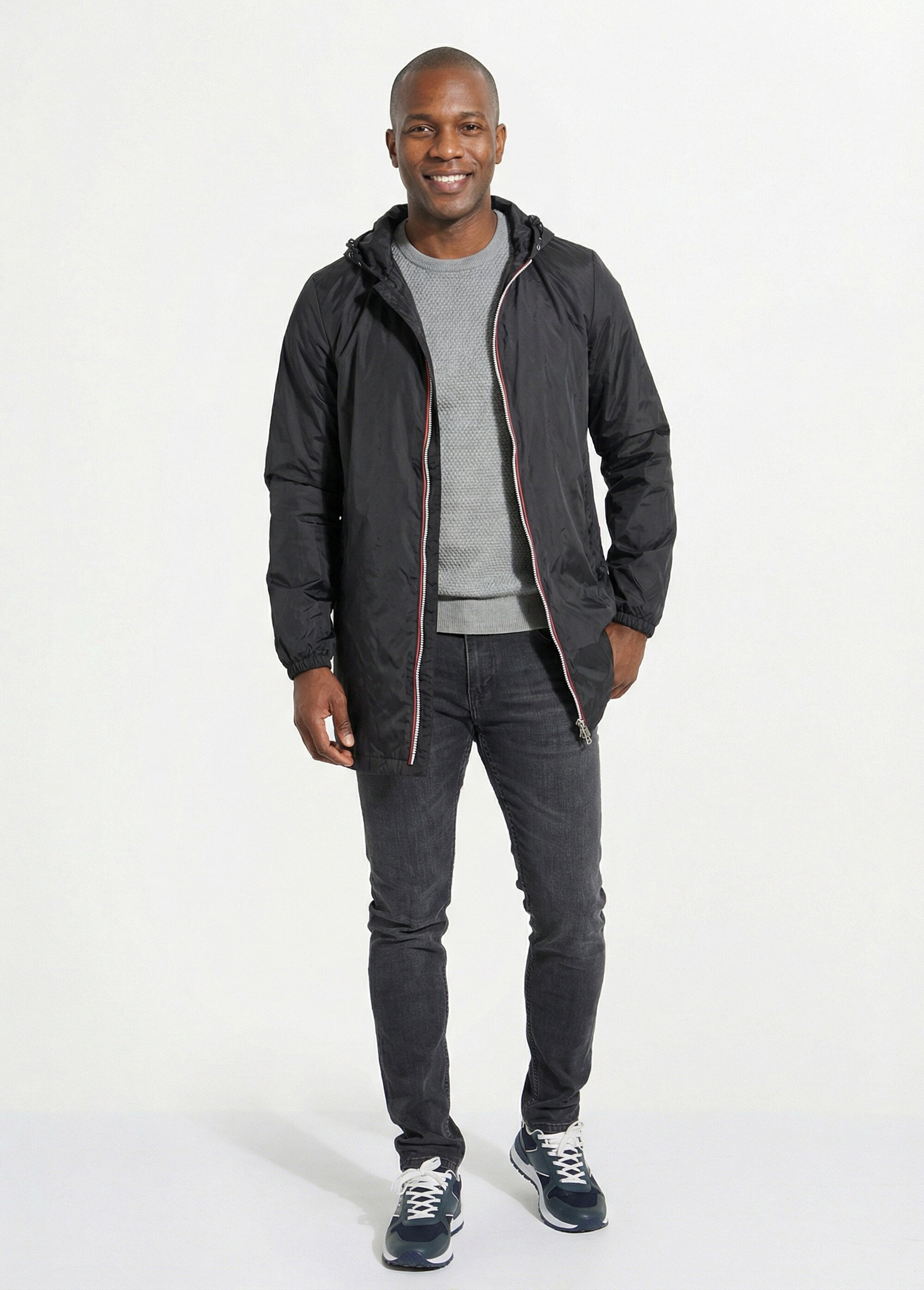 Parka longue déperlante tendance Homme Noir LAU6056 SF1