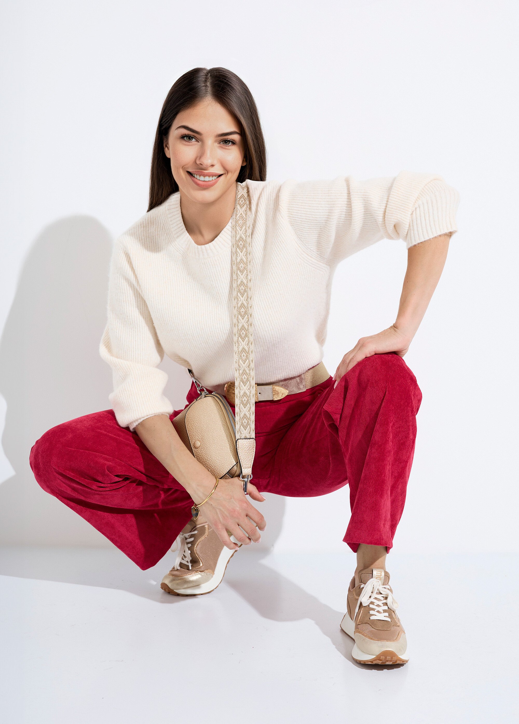 Pull chaud côtelé avec laine et fibres recyclées Femme Beige PETULA MV1