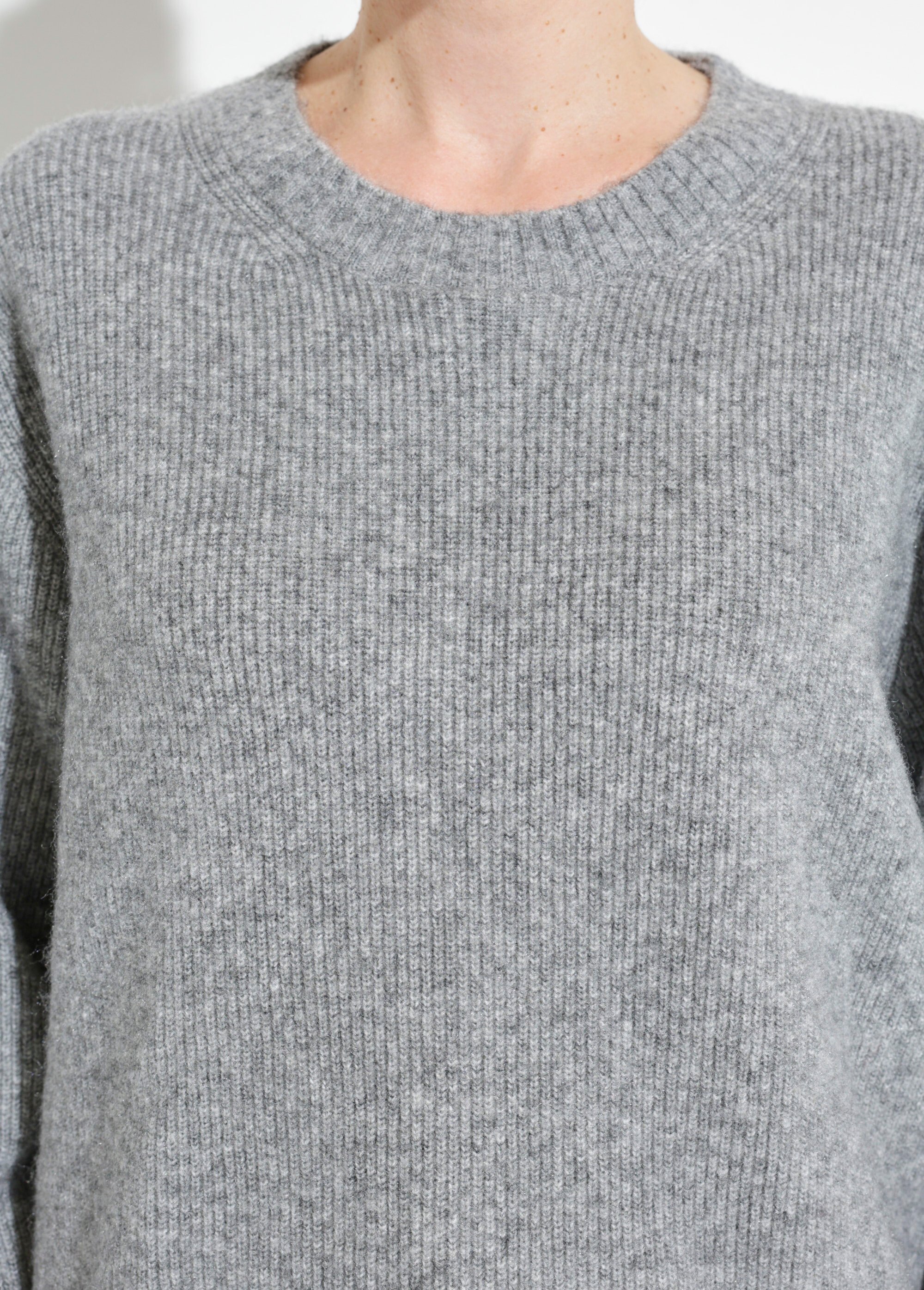 Pull chaud côtelé avec laine et fibres recyclées Femme Gris PETULA DE1