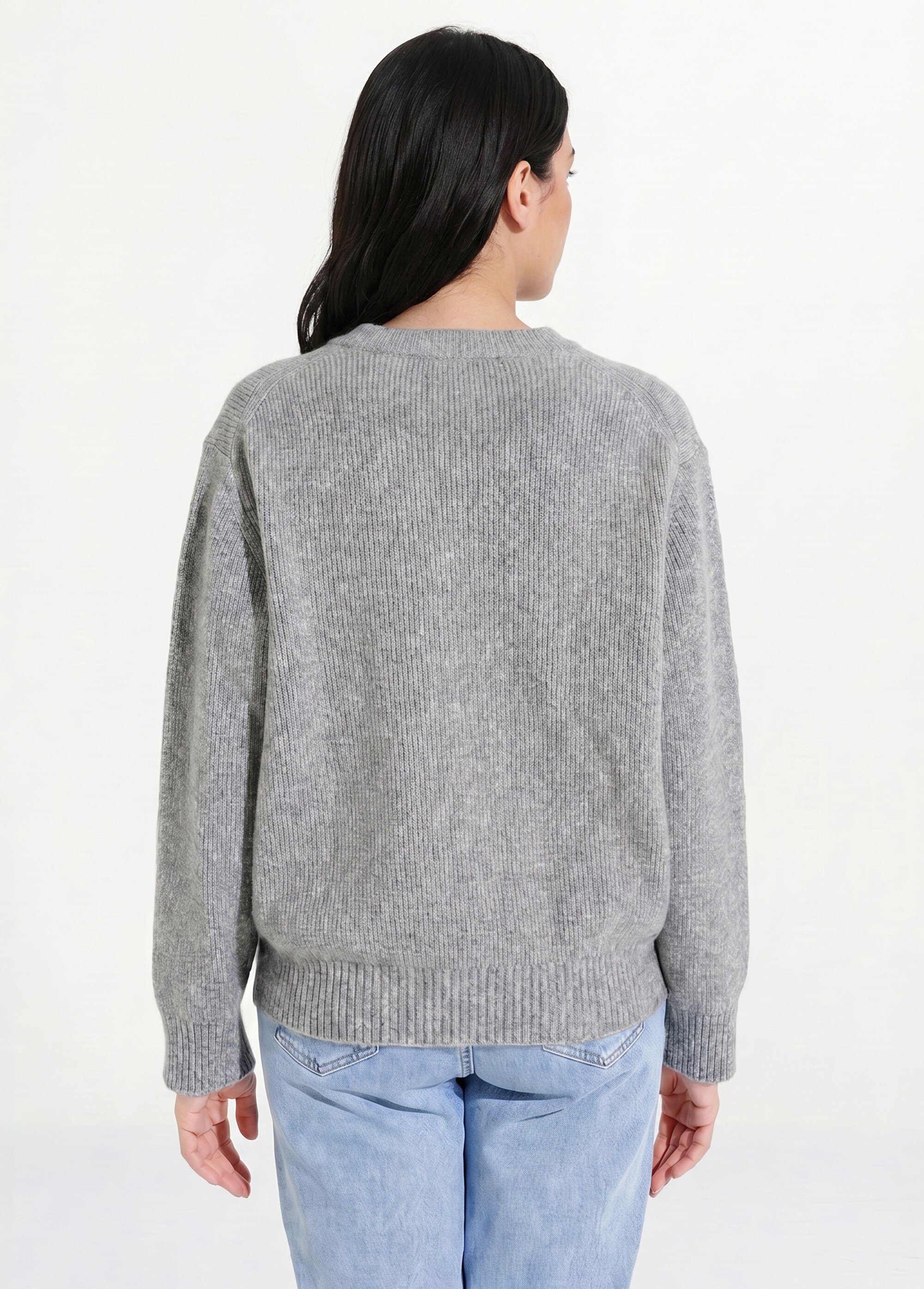 Pull chaud côtelé avec laine et fibres recyclées