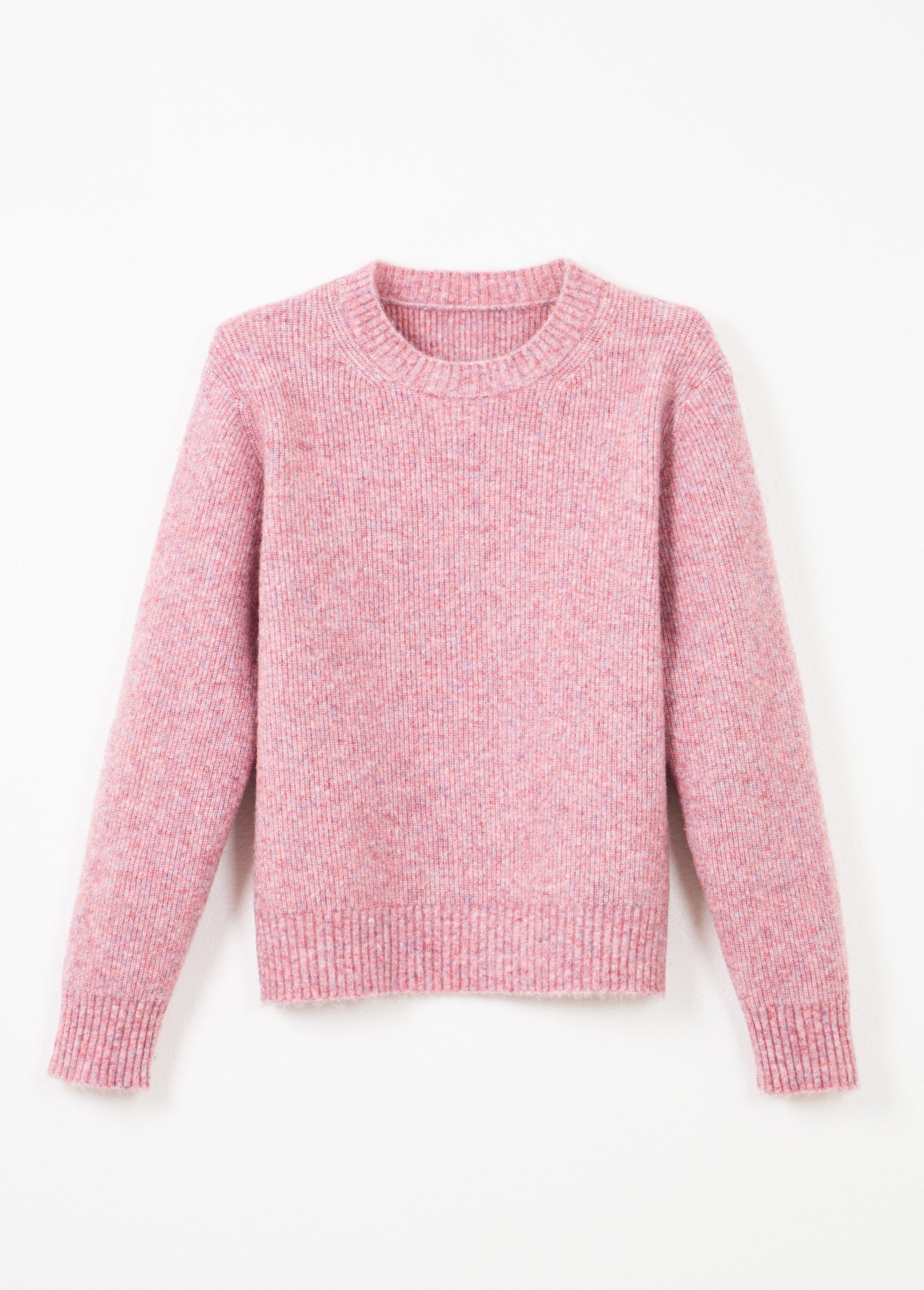 Pull chaud côtelé avec laine et fibres recyclées Femme Rose PETULA AP1