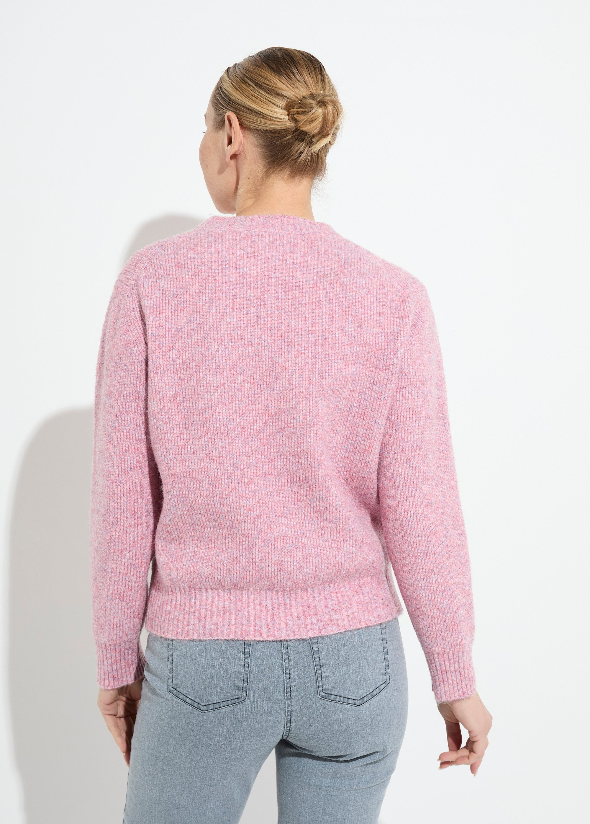 Pull chaud côtelé avec laine et fibres recyclées Femme Rose PETULA DO1