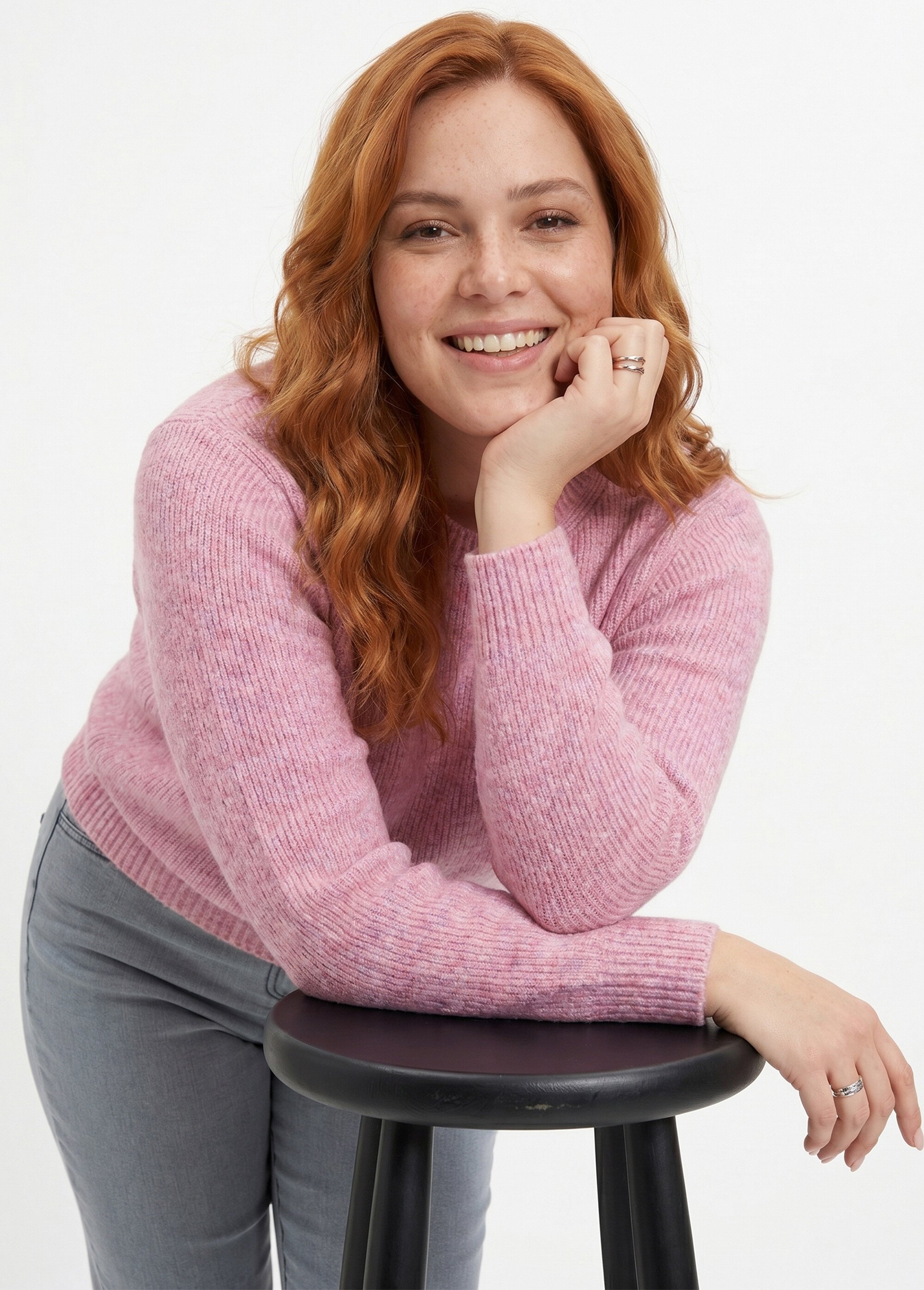 Pull chaud côtelé avec laine et fibres recyclées