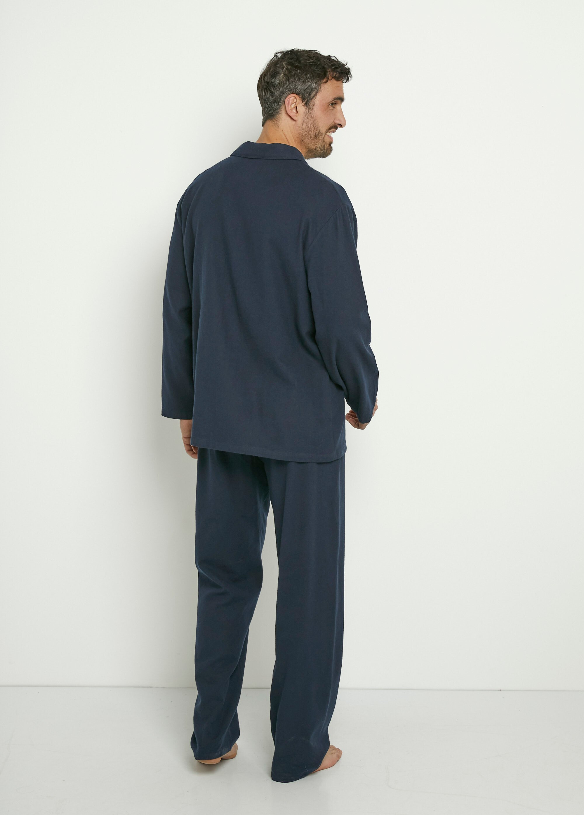 Pyjama flanelle boutonné col tailleur