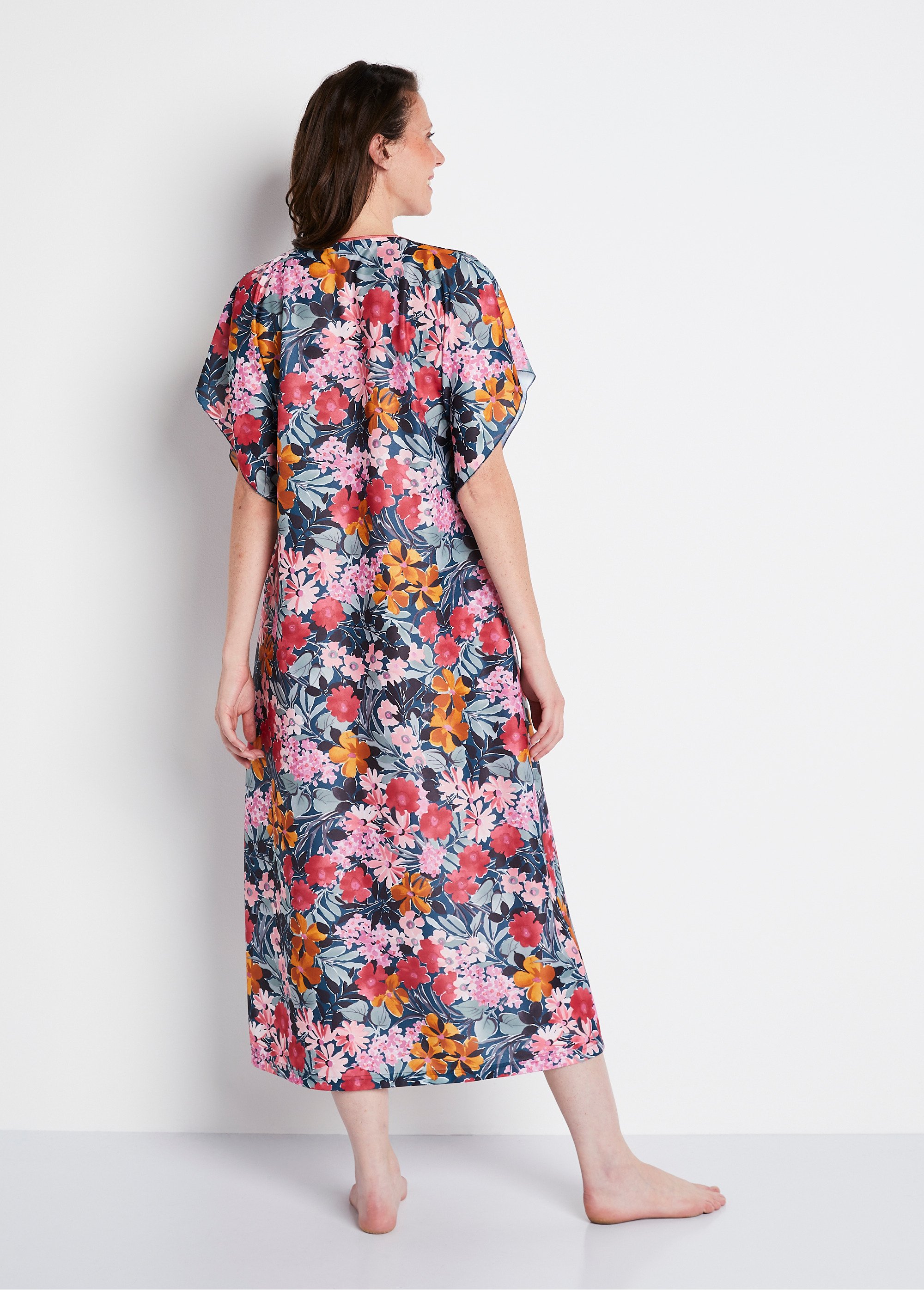 Robe d'hôtesse maille satinée imprimée