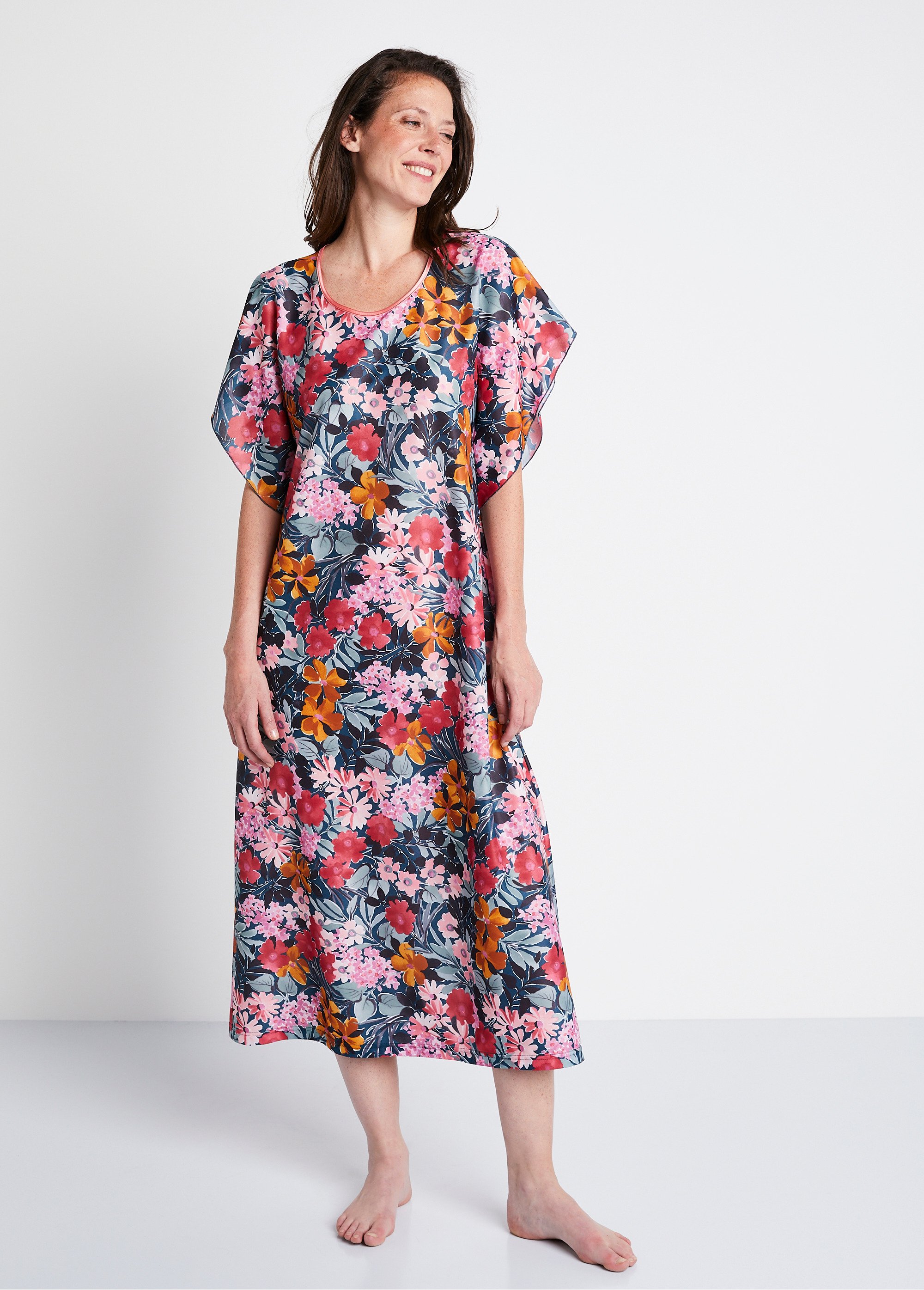 Robe d'hôtesse maille satinée imprimée