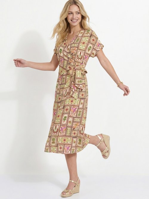 Robe longue imprimée décolleté cache-cœur Femme Vert ANG-MITCHY MV1