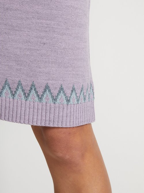 Robe pull courte jacquard soleil Femme Violet HULLU DE3