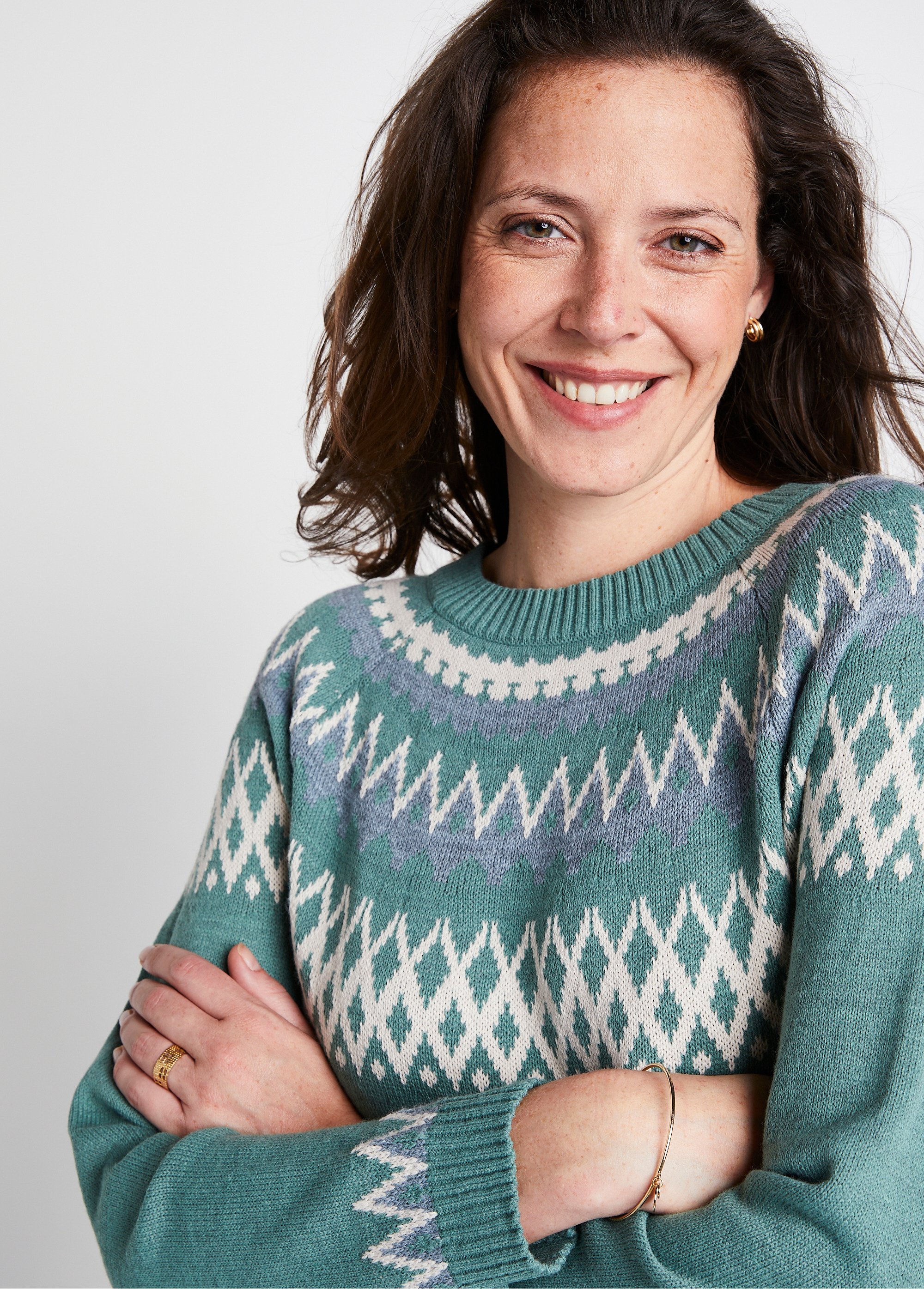 Robe pull courte jacquard soleil