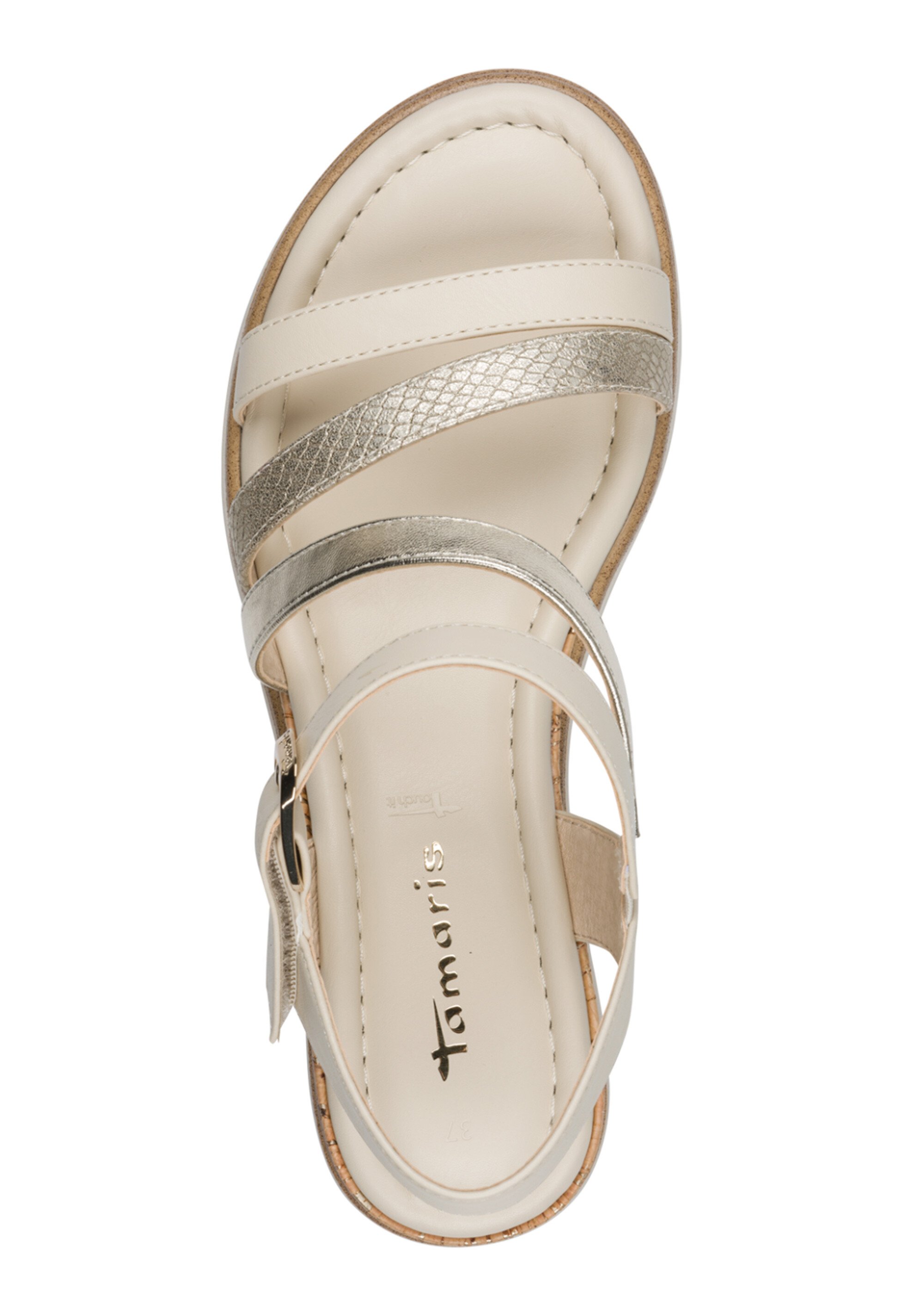 Sandales compensées avec jeux de brides Femme Beige TAM12871346 OV1