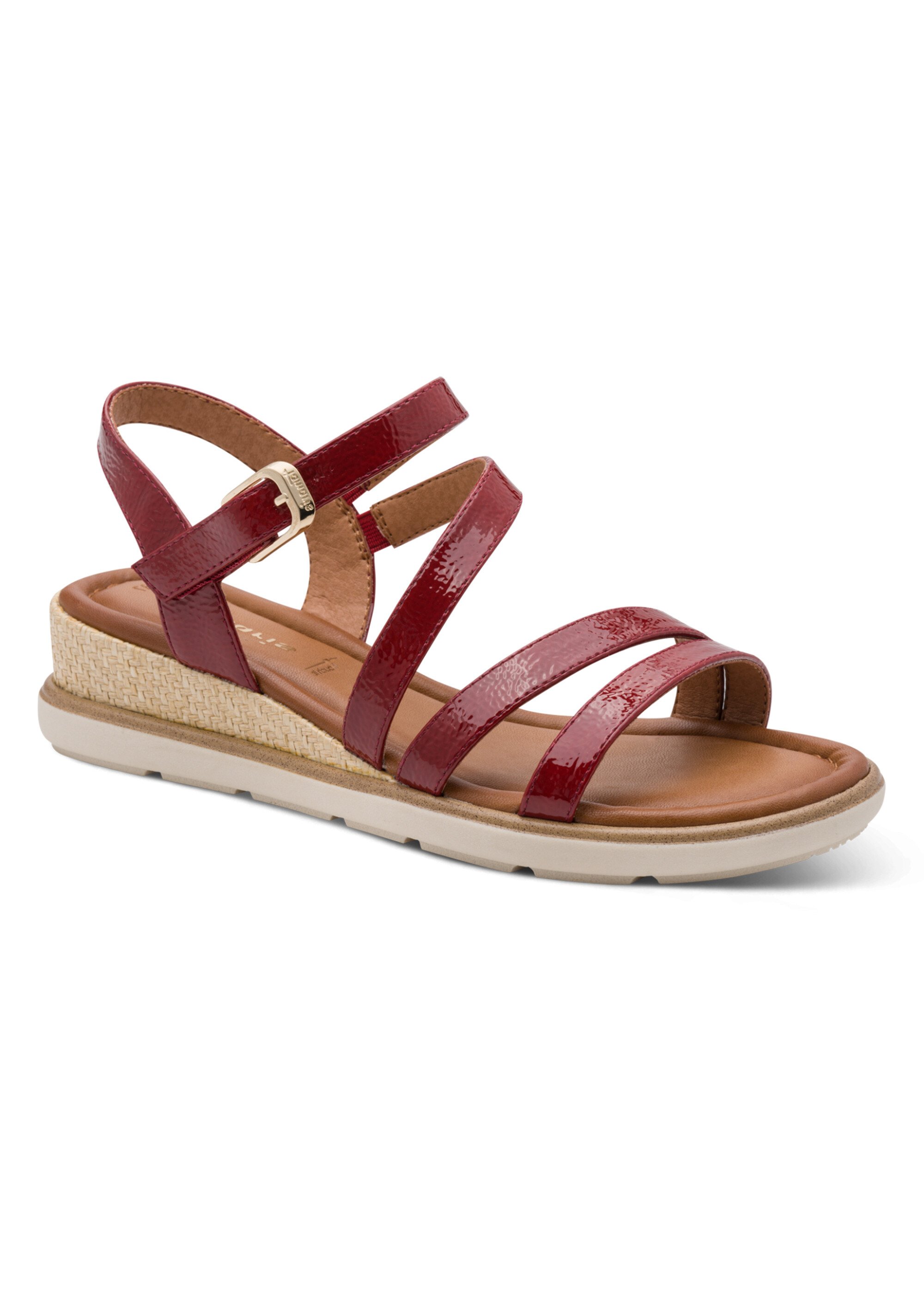 Sandales compensées avec jeux de brides Femme Rouge TAM12871346 FA1