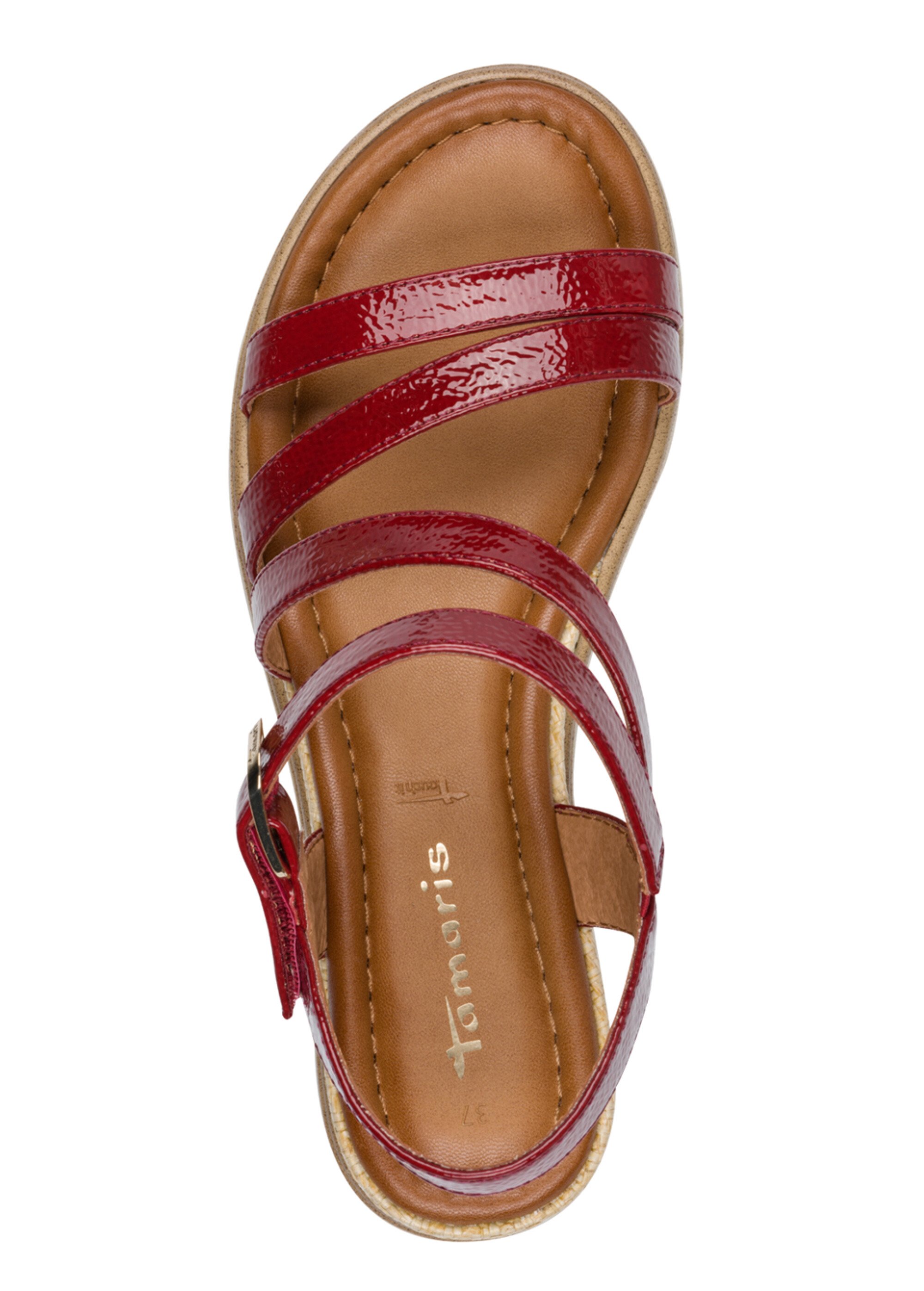 Sandales compensées avec jeux de brides Femme Rouge TAM12871346 OV1