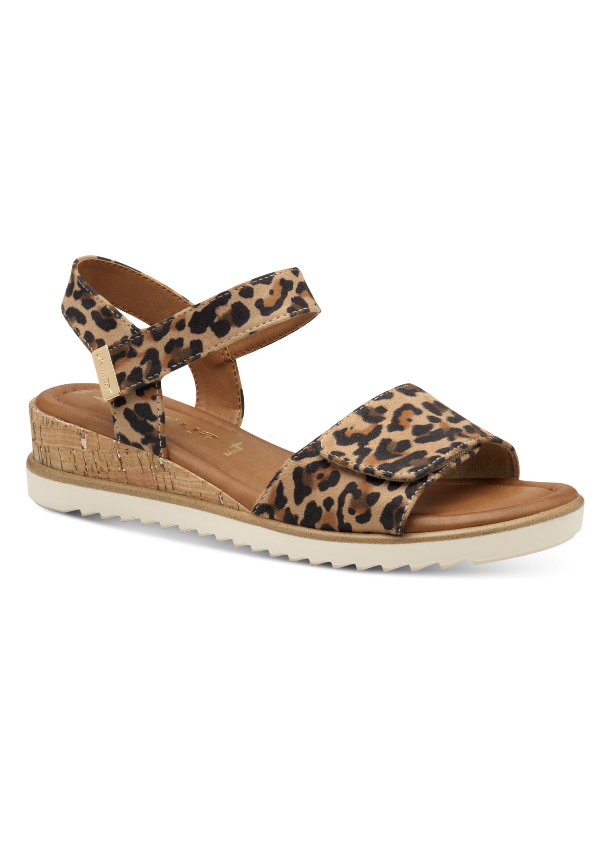 Sandales léopard compensées liège Femme Noir TAM12811844 FA1