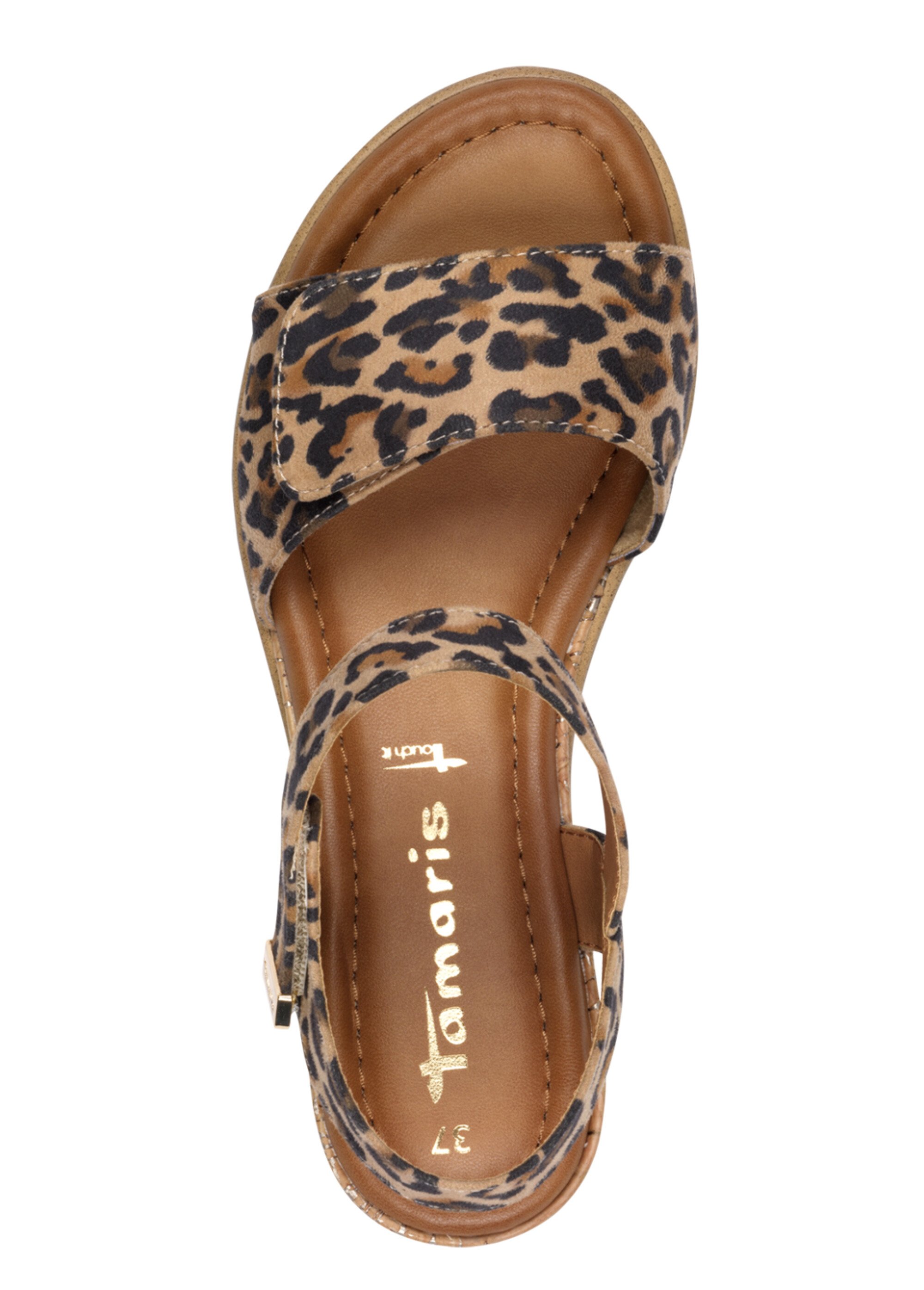 Sandales léopard compensées liège Femme Noir TAM12811844 OV1