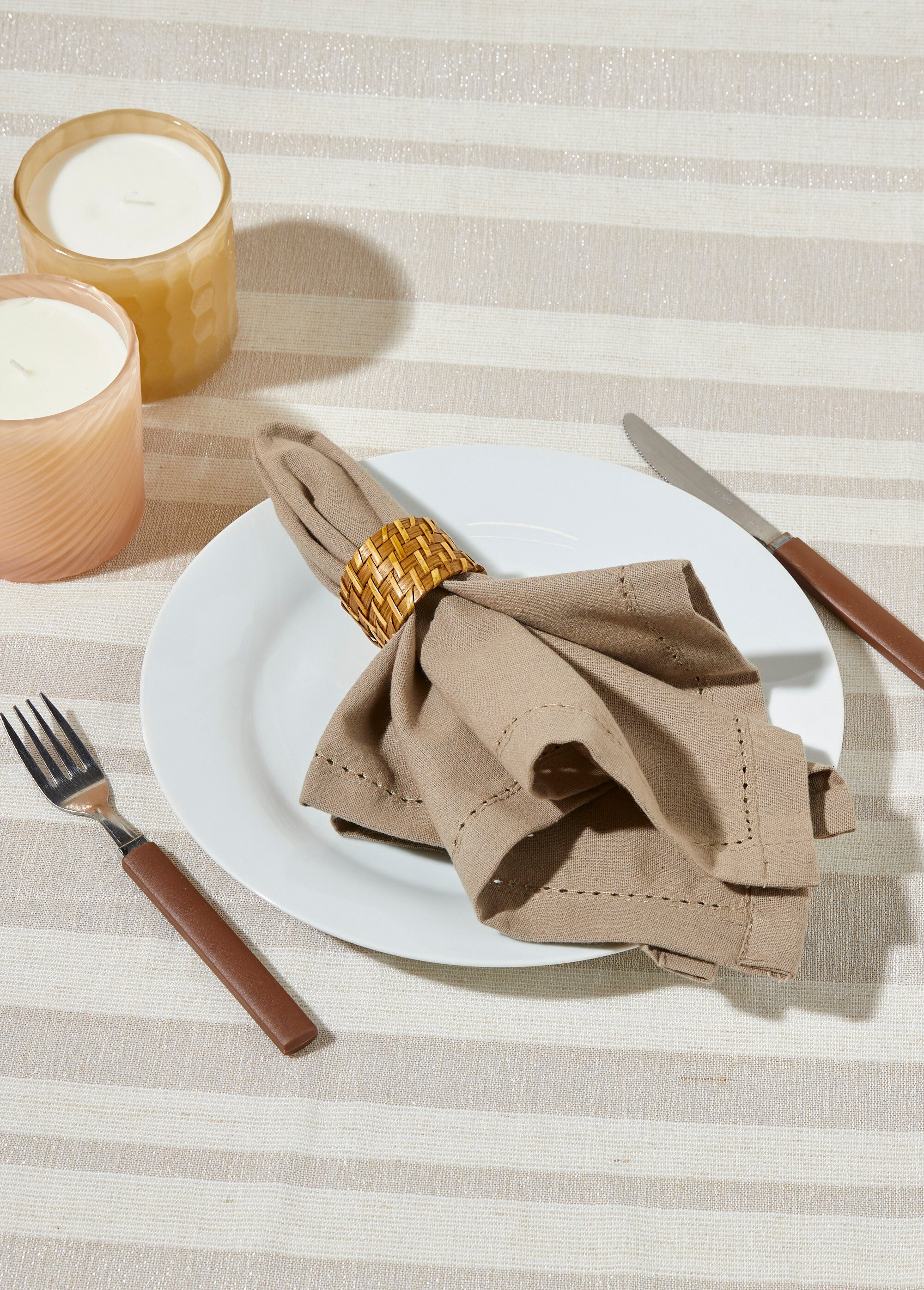 Serviettes de table carrées en coton Marron COTZA132847 SI1