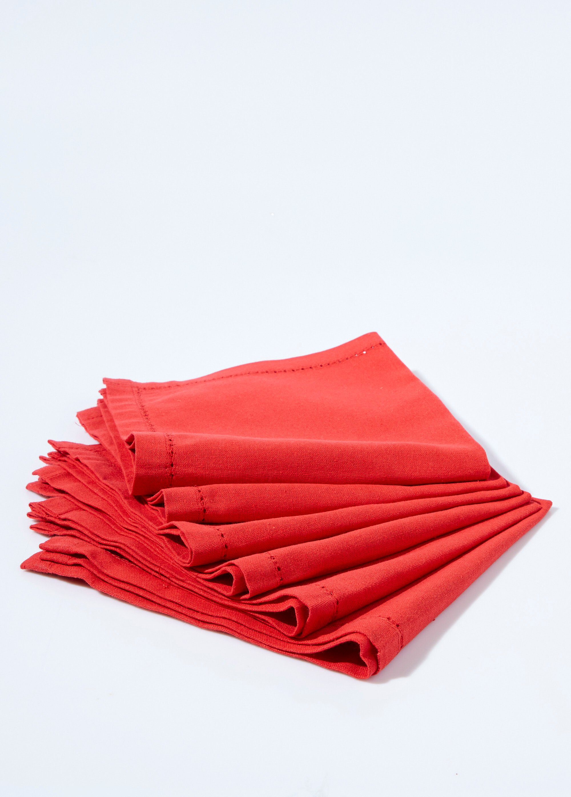Serviettes de table carrées en coton Rouge COTZA132847 FA1