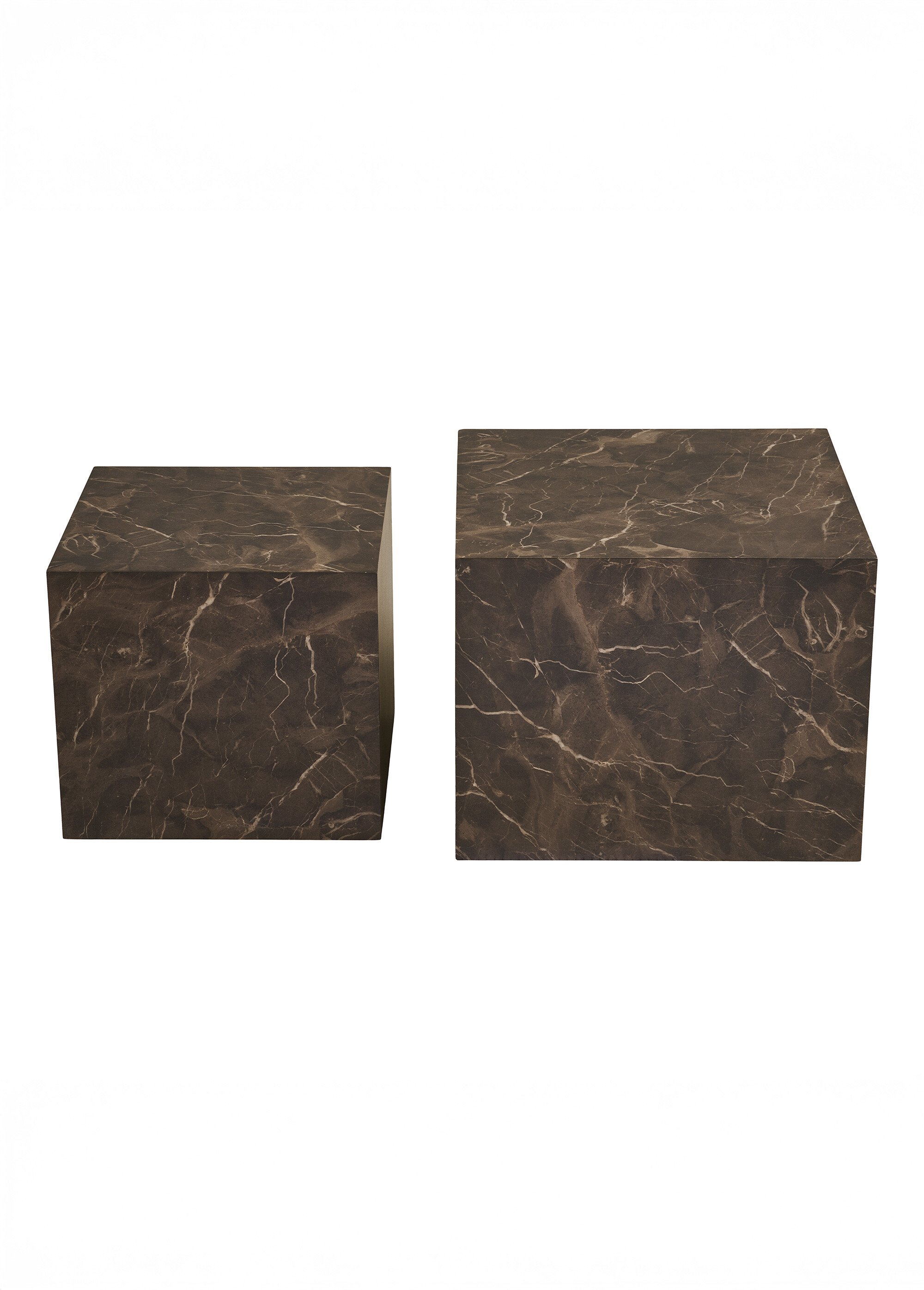 Set tables basses carrées, aspect marbre MARRON HN-2102065 DE1