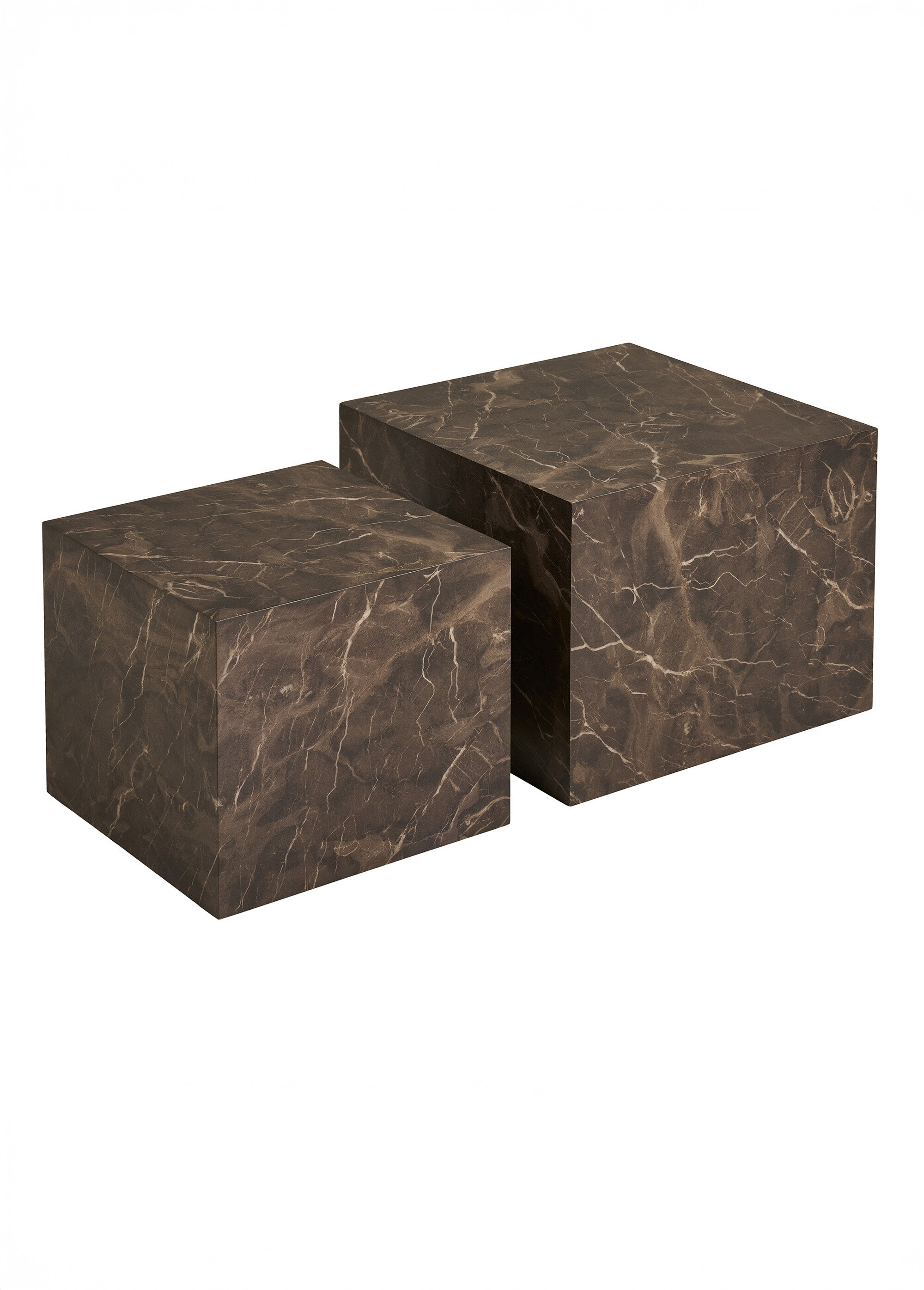 Set tables basses carrées, aspect marbre MARRON HN-2102065 FA1
