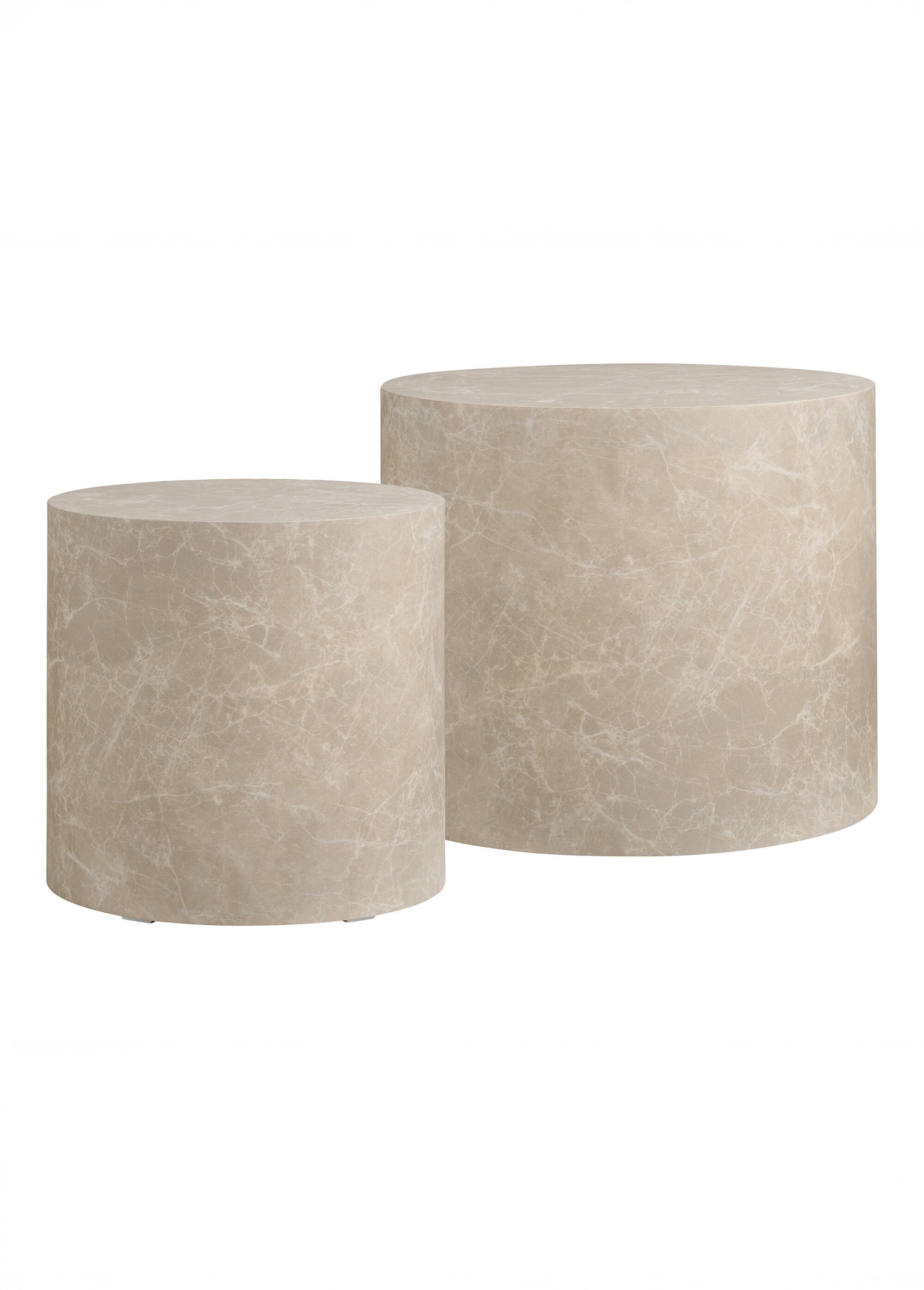 Set tables basses rondes, aspect marbre GRIS HN-2102064 FA1