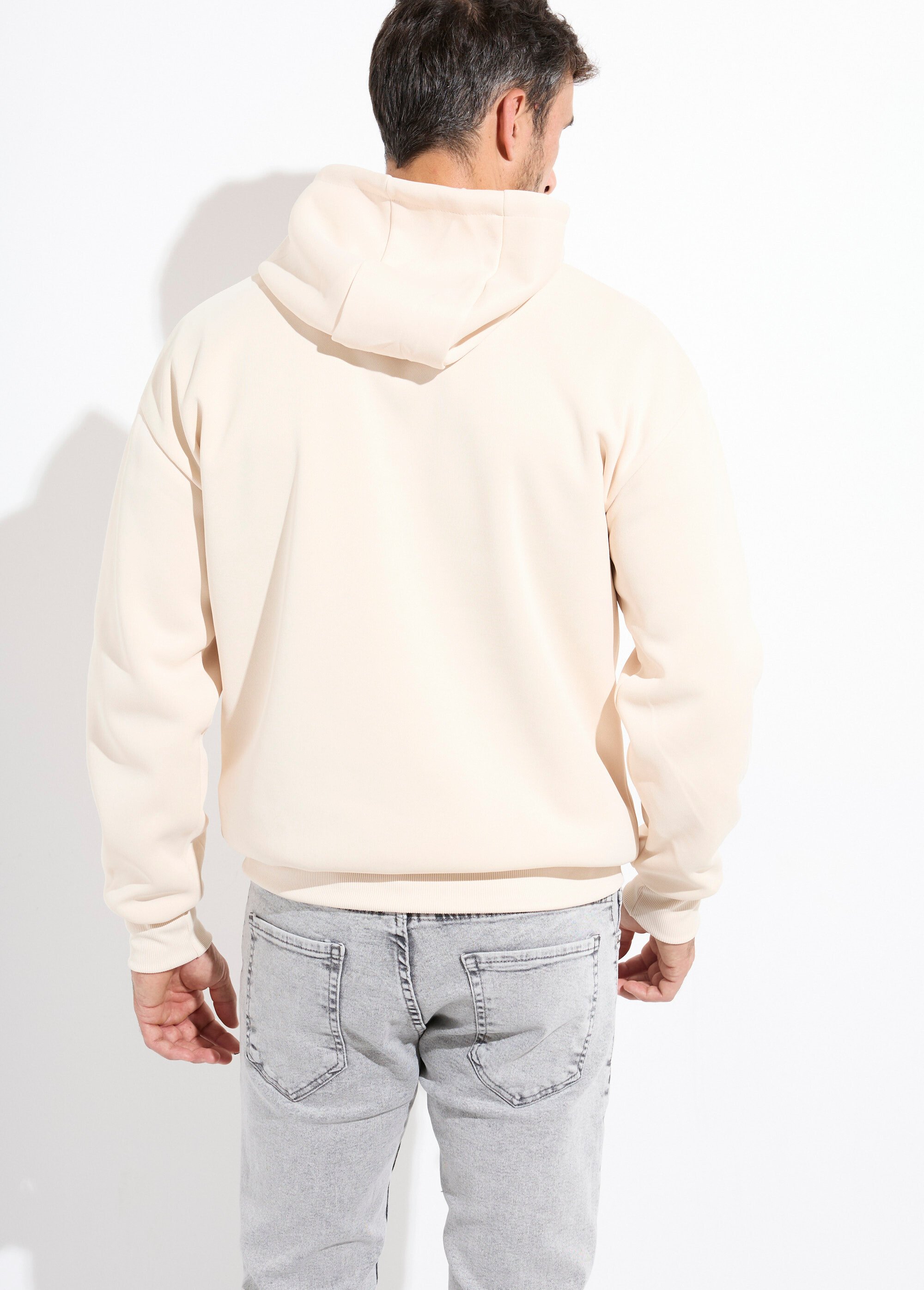 Sweat tendance capuche, poche kangourou Beige MENAH5175MIX DO1