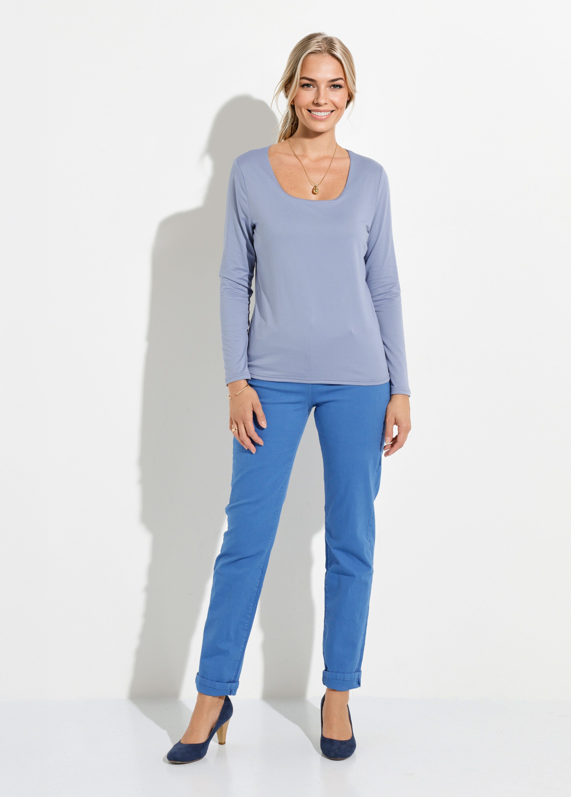 T-shirt col danseuse manches longues Femme Bleu COME SF1