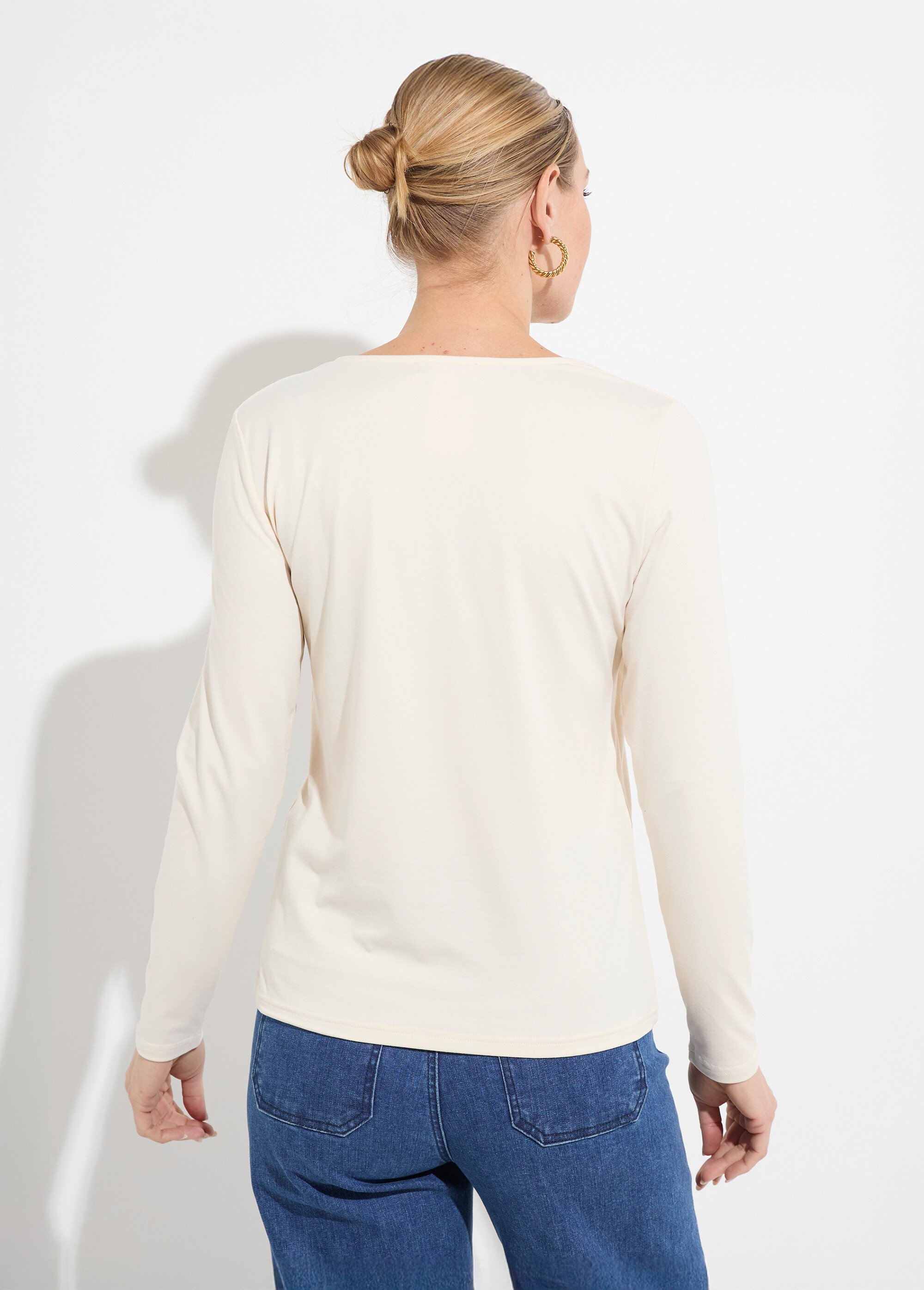 T-shirt col danseuse manches longues Femme Beige COME DO1