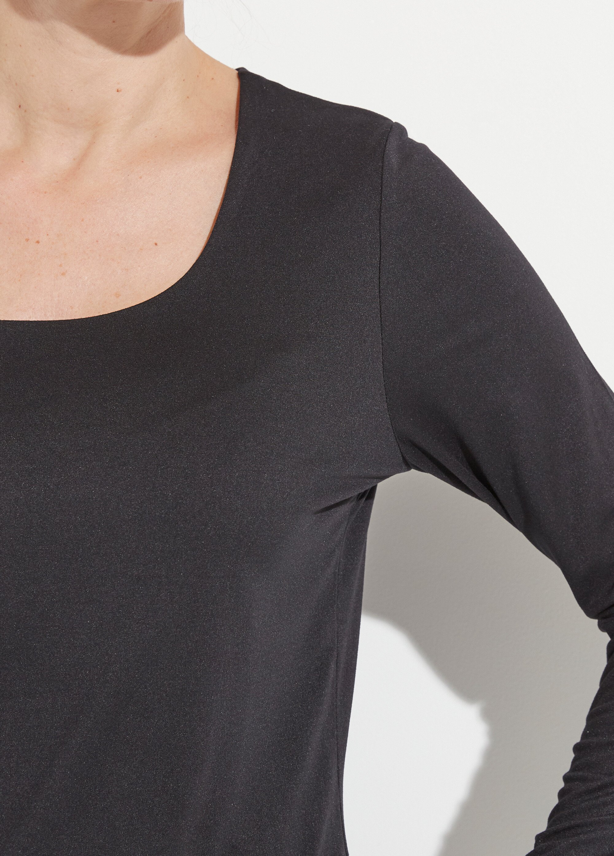T-shirt col danseuse manches longues Femme Noir COME DE1