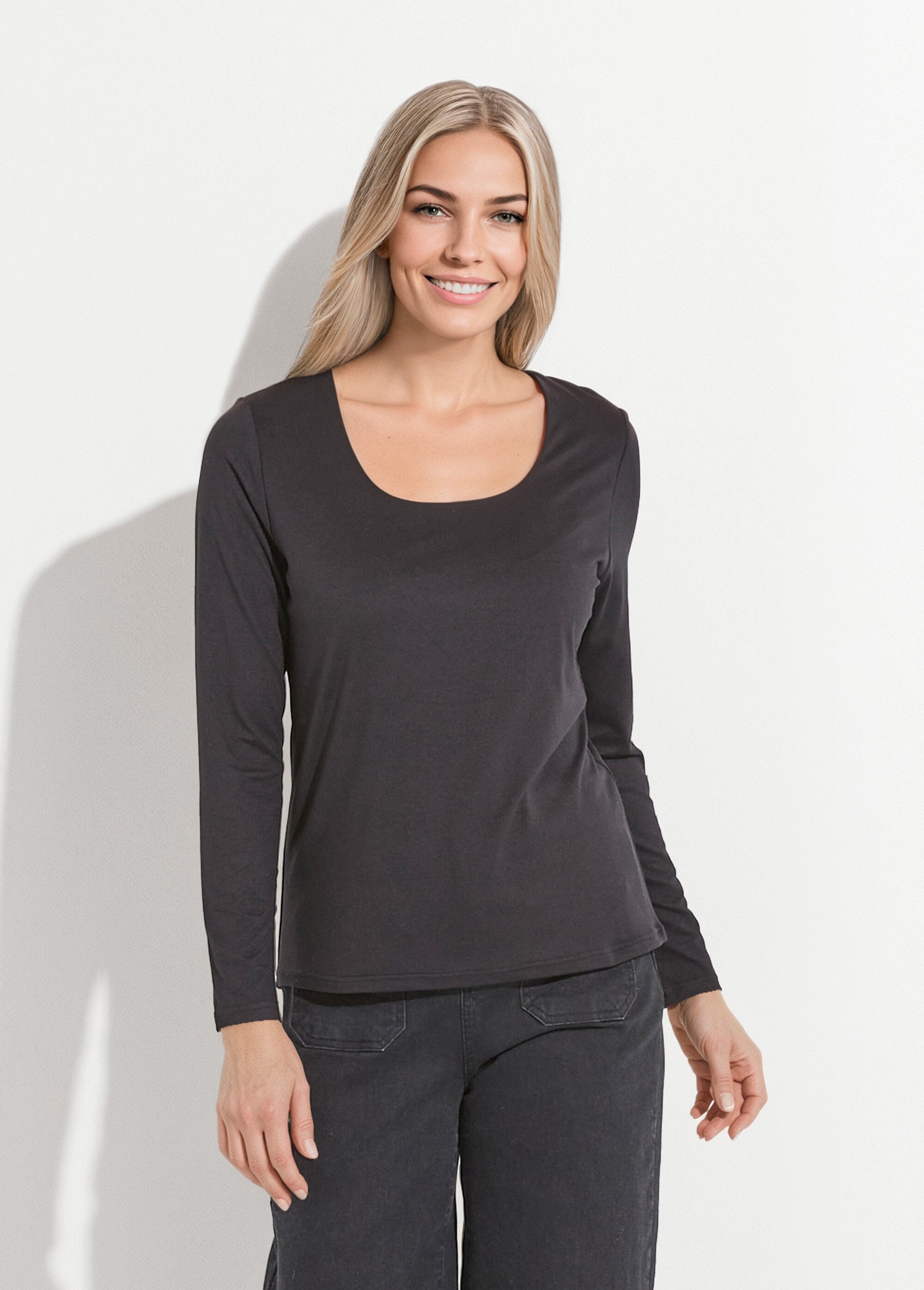 T-shirt col danseuse manches longues Femme Noir COME FA1