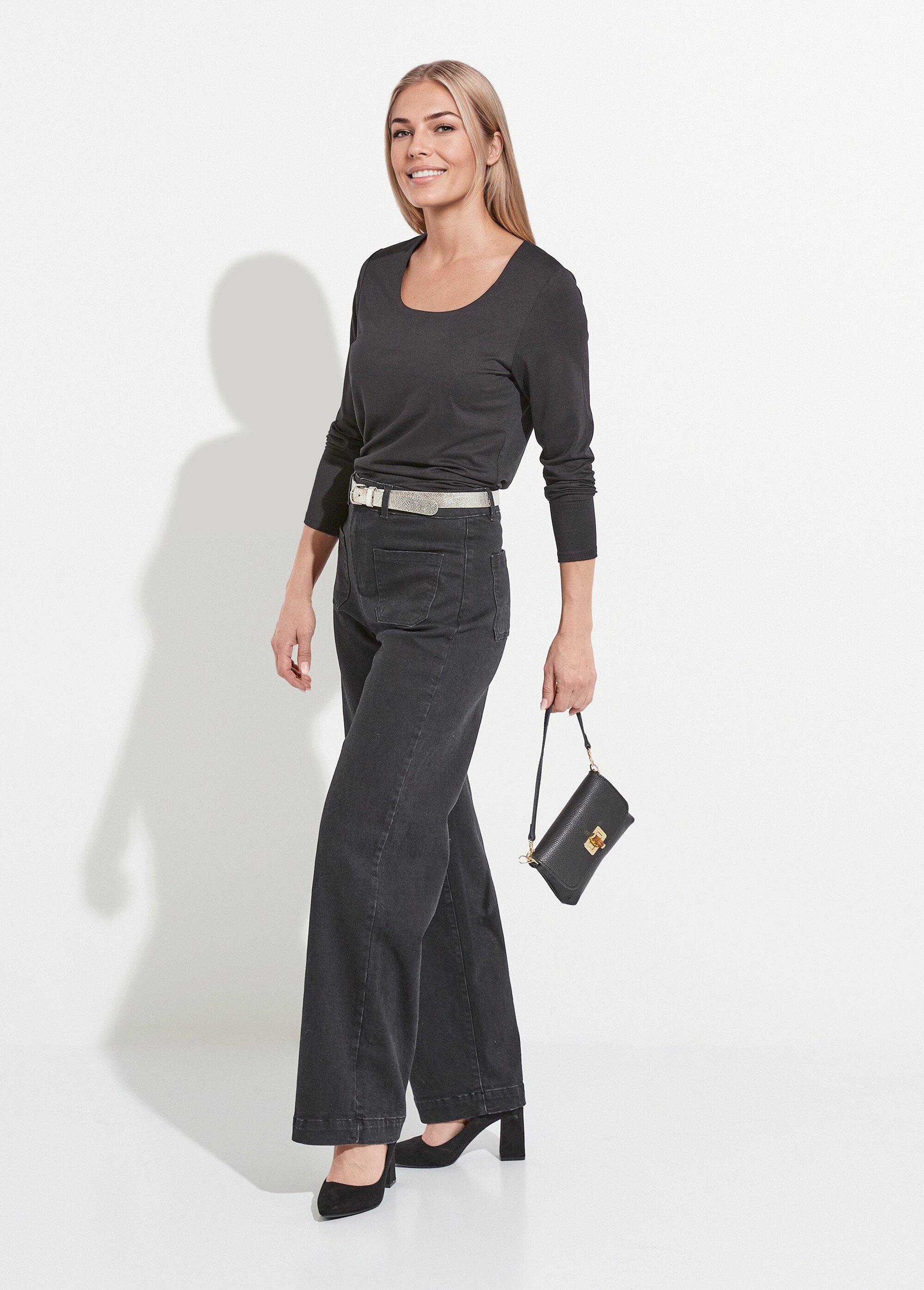 T-shirt col danseuse manches longues