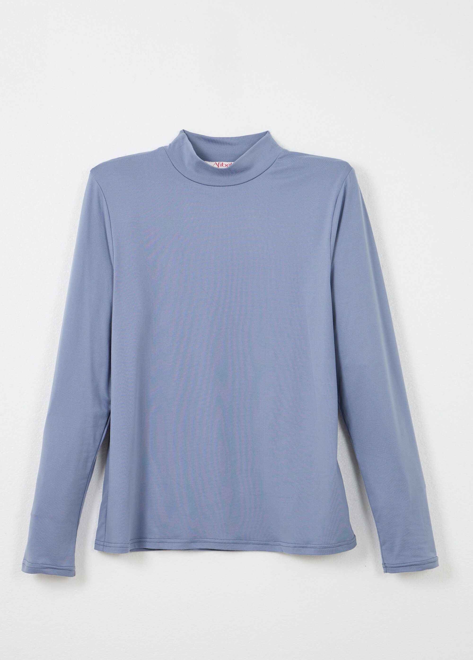 T-shirt doux col montant manches longues Femme Bleu CIDALIA AP1
