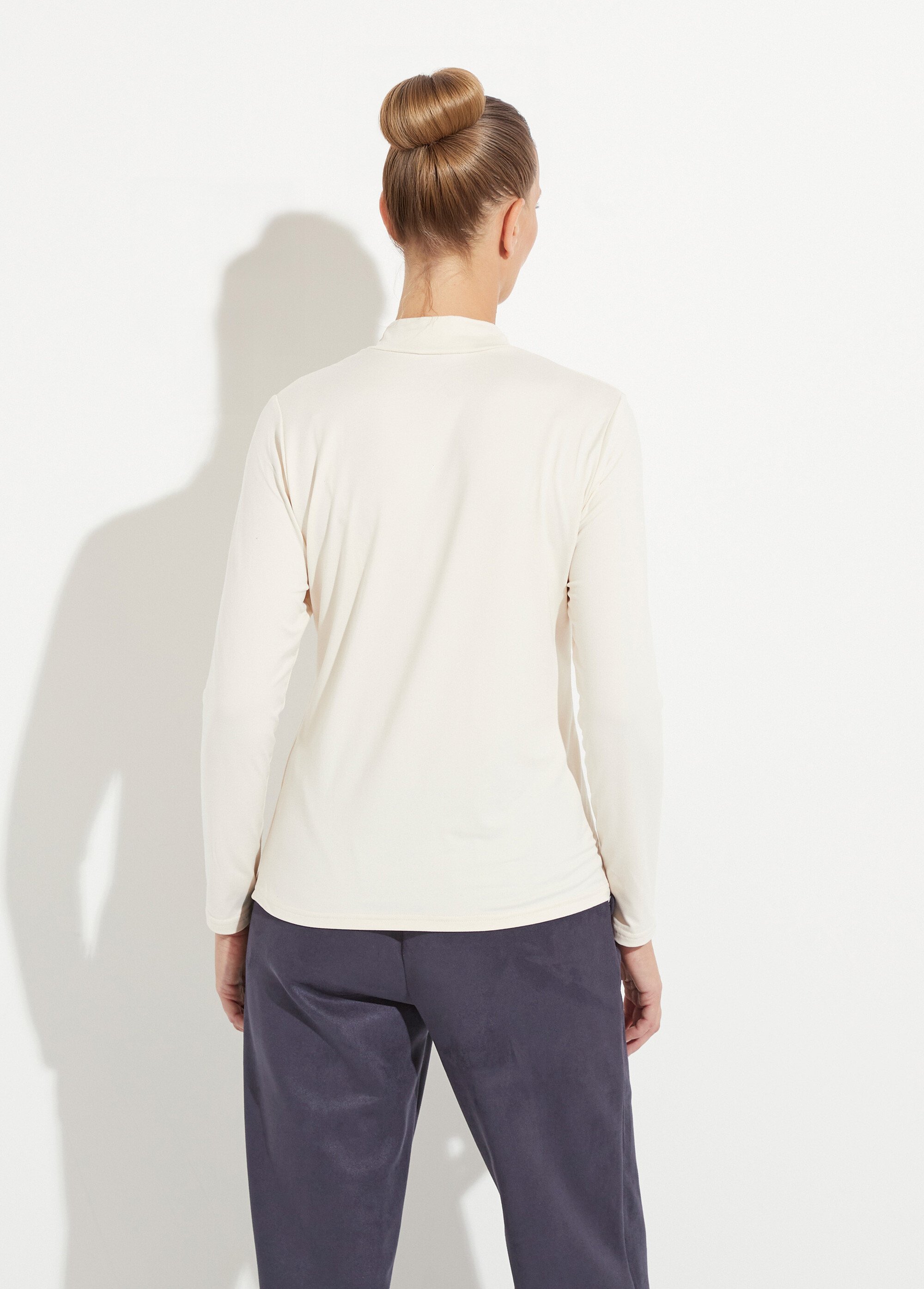T-shirt doux col montant manches longues Femme Beige CIDALIA DO1