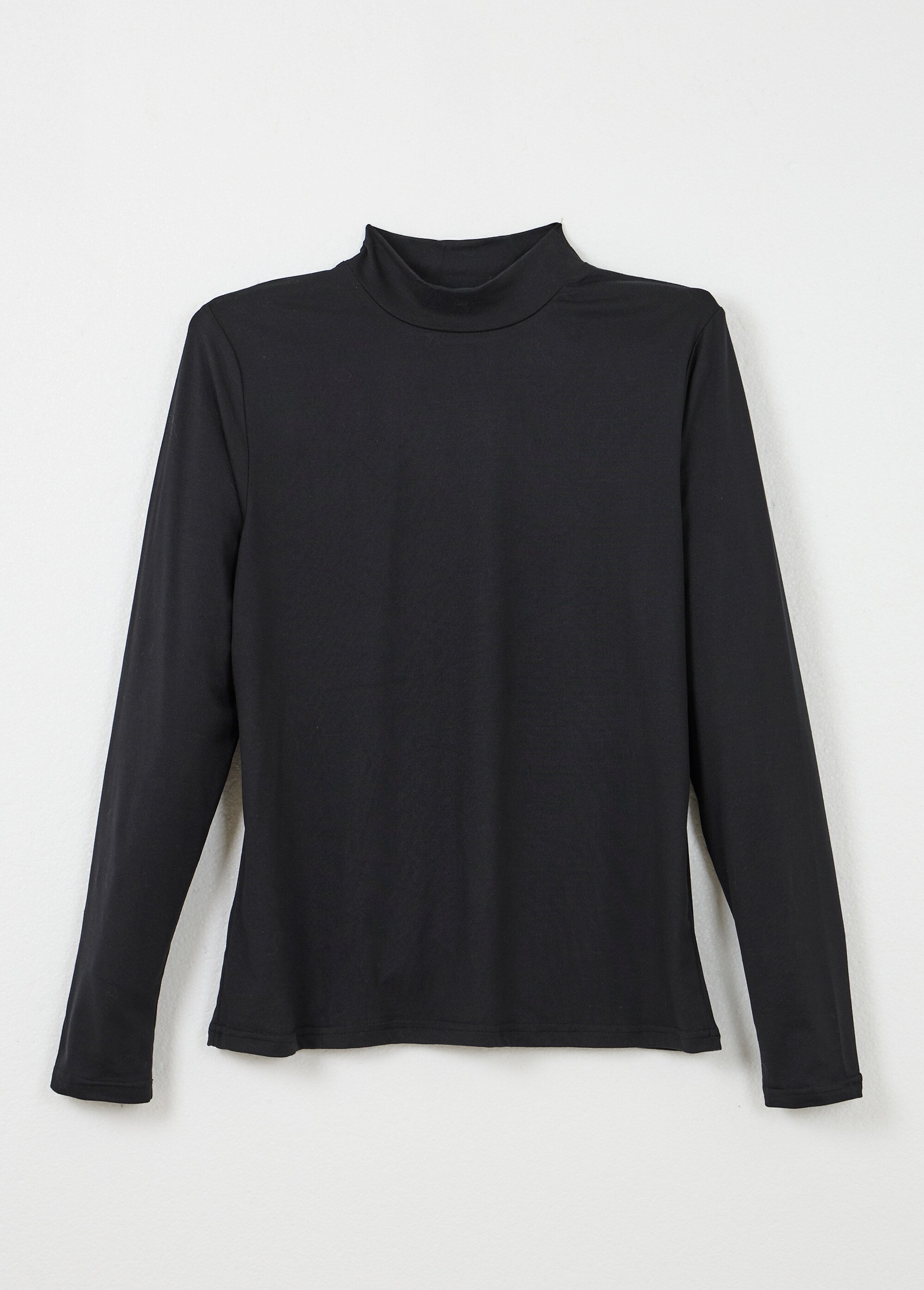 T-shirt doux col montant manches longues Femme Noir CIDALIA AP1