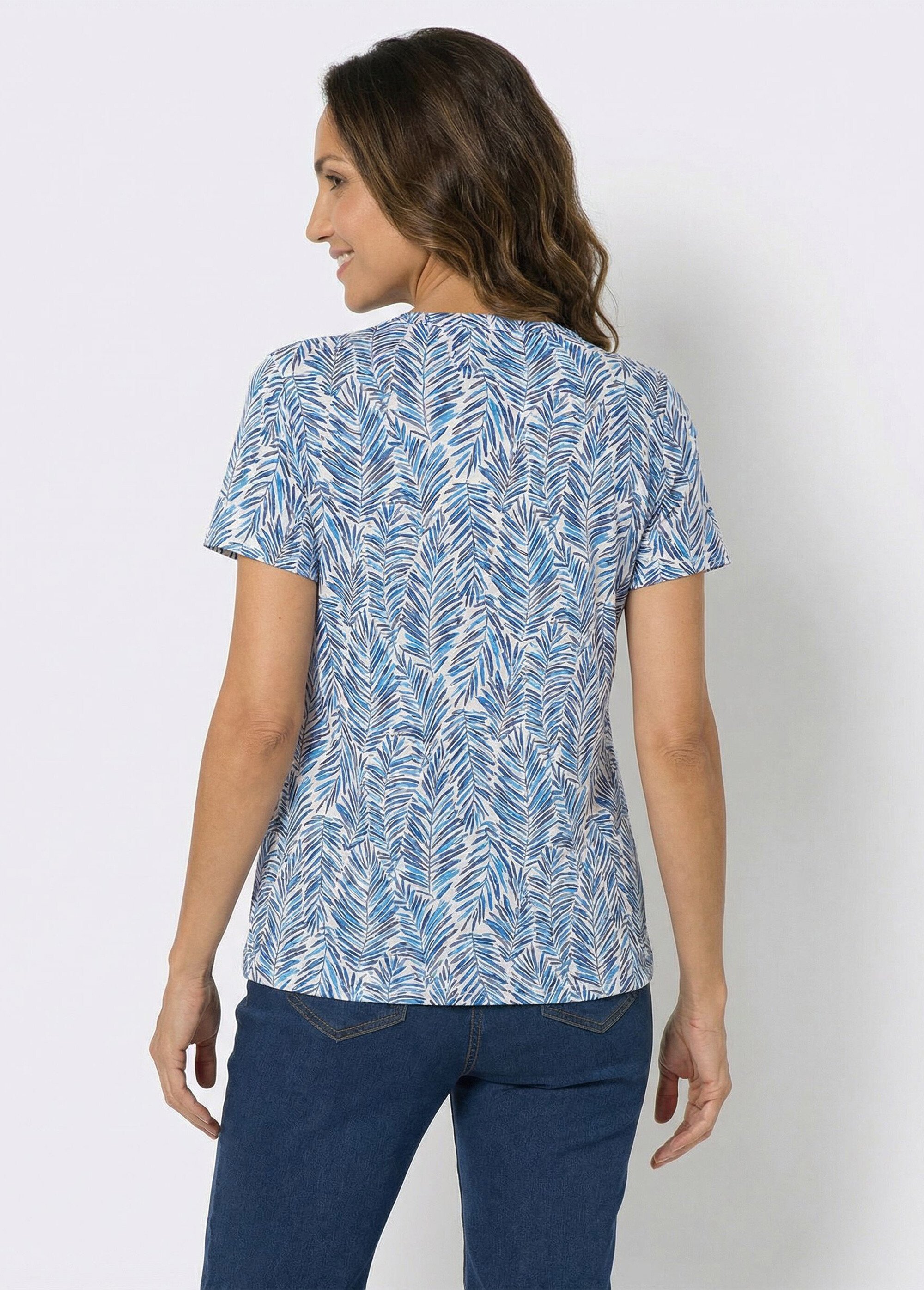 T-shirt manches courtes imprimé graphique Femme Bleu COYA DO1